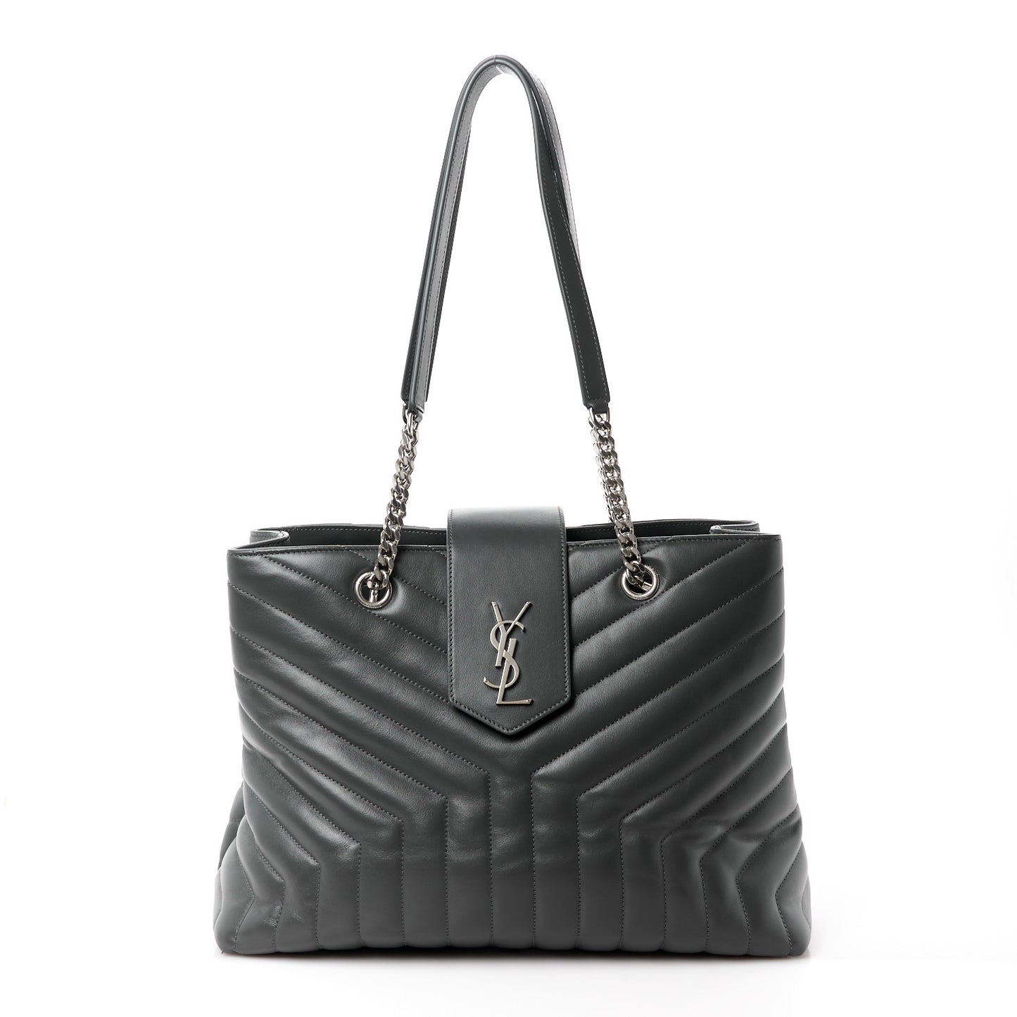 Calfskin Y Quilted Monogram Large Loulou Shopper Fog