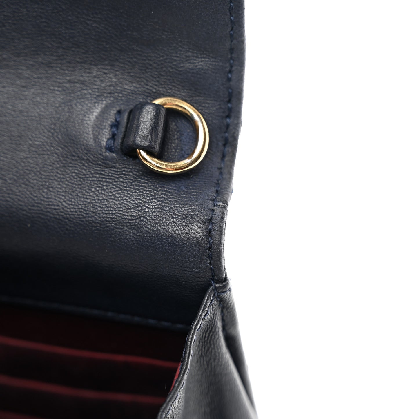 Lambskin Quilted Golden Class Wallet on Chain WOC Navy