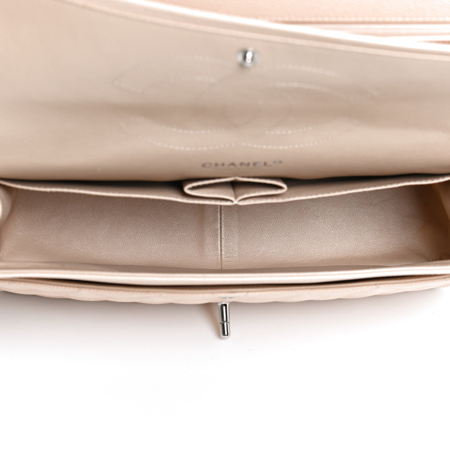 Caviar Quilted Jumbo Double Flap Beige Clair