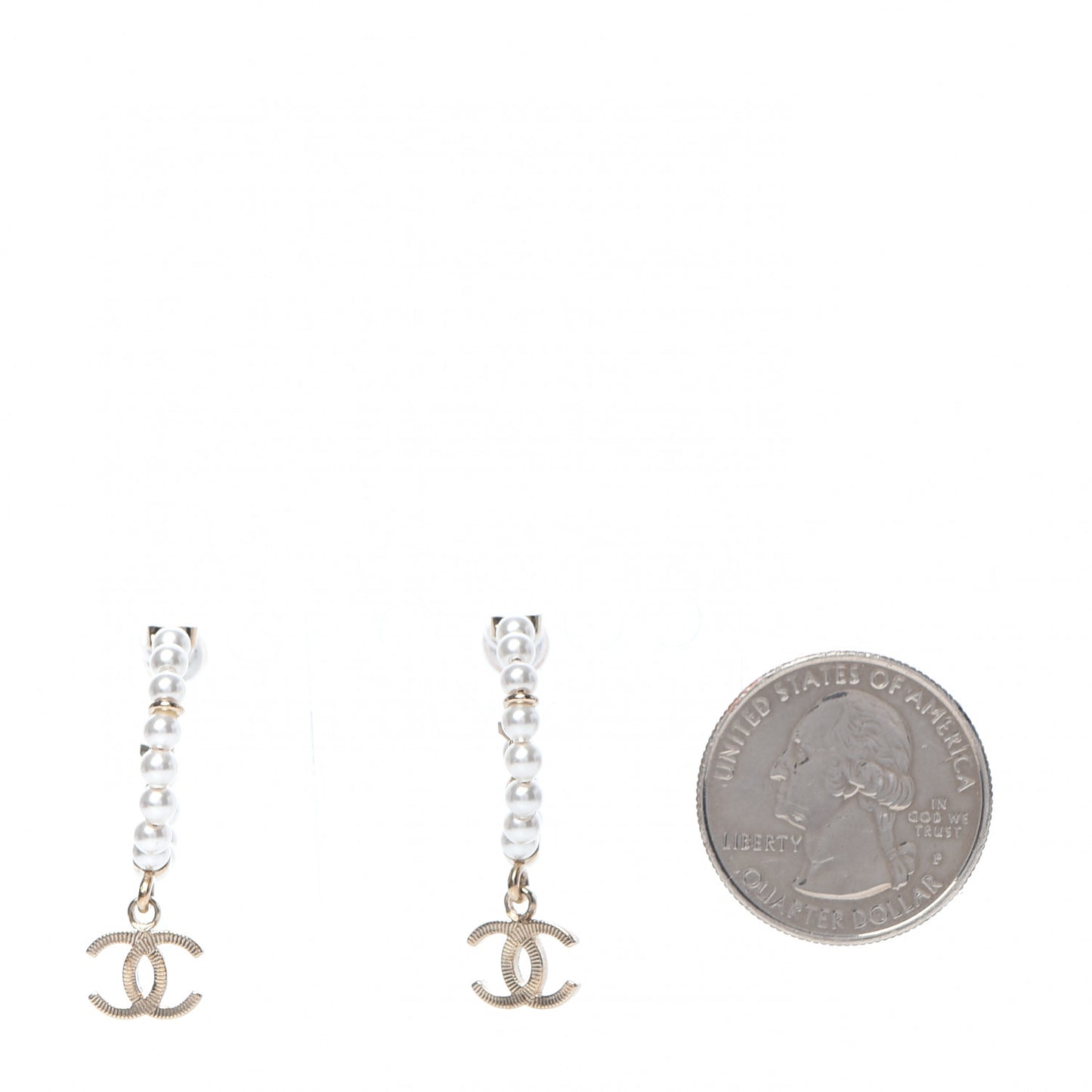 Pearl Charms CC Hoop Earrings Gold
