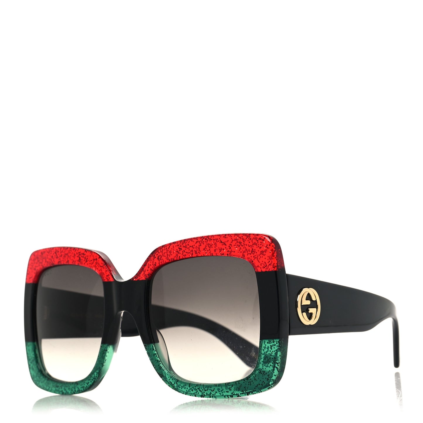 Acetate Square Frame Sunglasses GG0083S Glitter Red Black Green