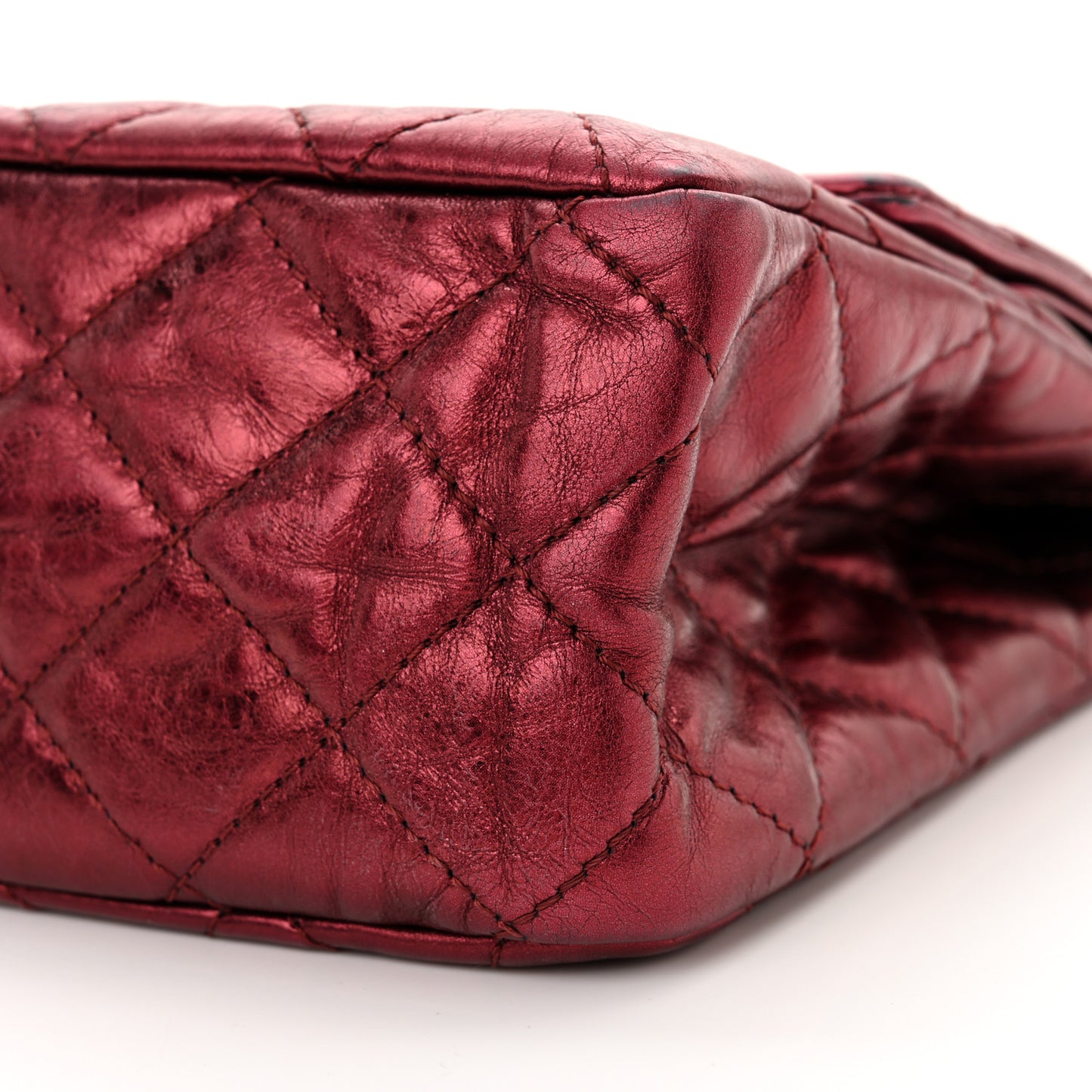 Metallic Aged Calfskin Quilted 2.55 Reissue 227 Flap Dark Red