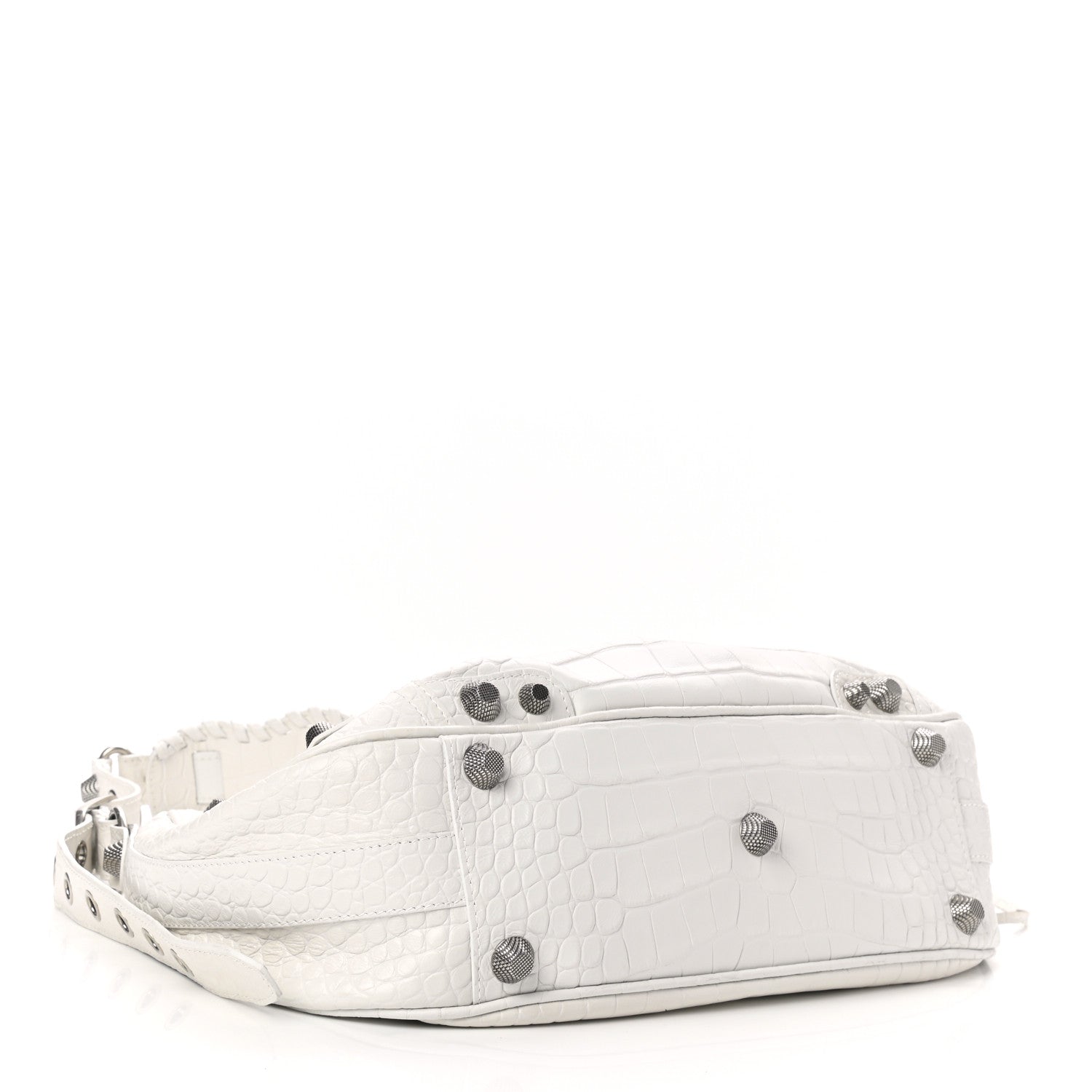 Balenciaga Extra Supple Calfskin Crocodile Embossed Medium Le Cagole Shoulder Bag White 4 of 10