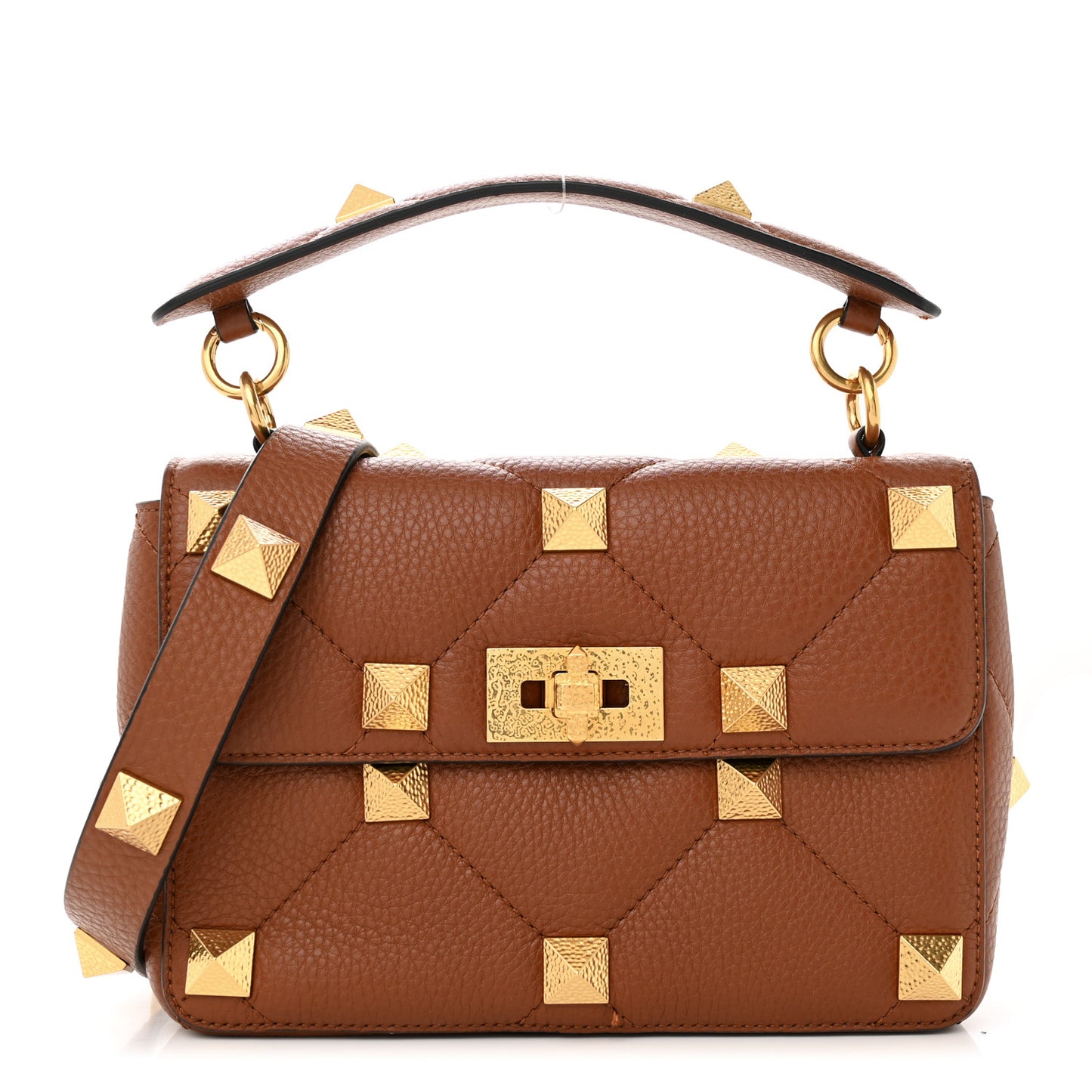 Grained Calfskin Medium Roman Stud Shoulder Bag Selleria