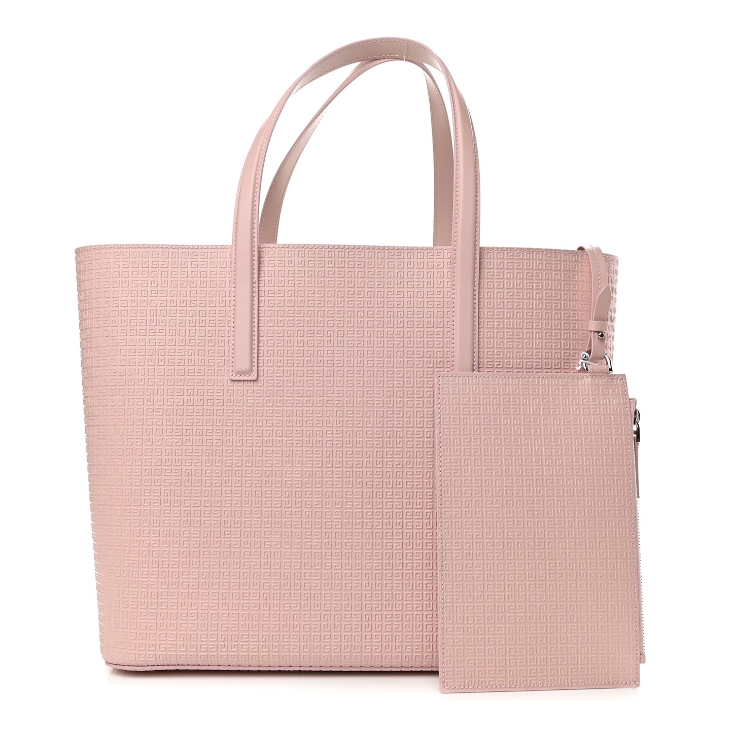 Calfskin Logo Embossed Wing Shopper Tote Blush Pink