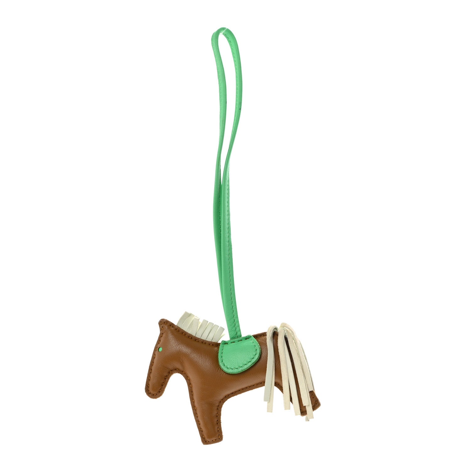 Hermes Milo Lambskin Grigri Rodeo Horse Bag Charm PM Kraft Vert