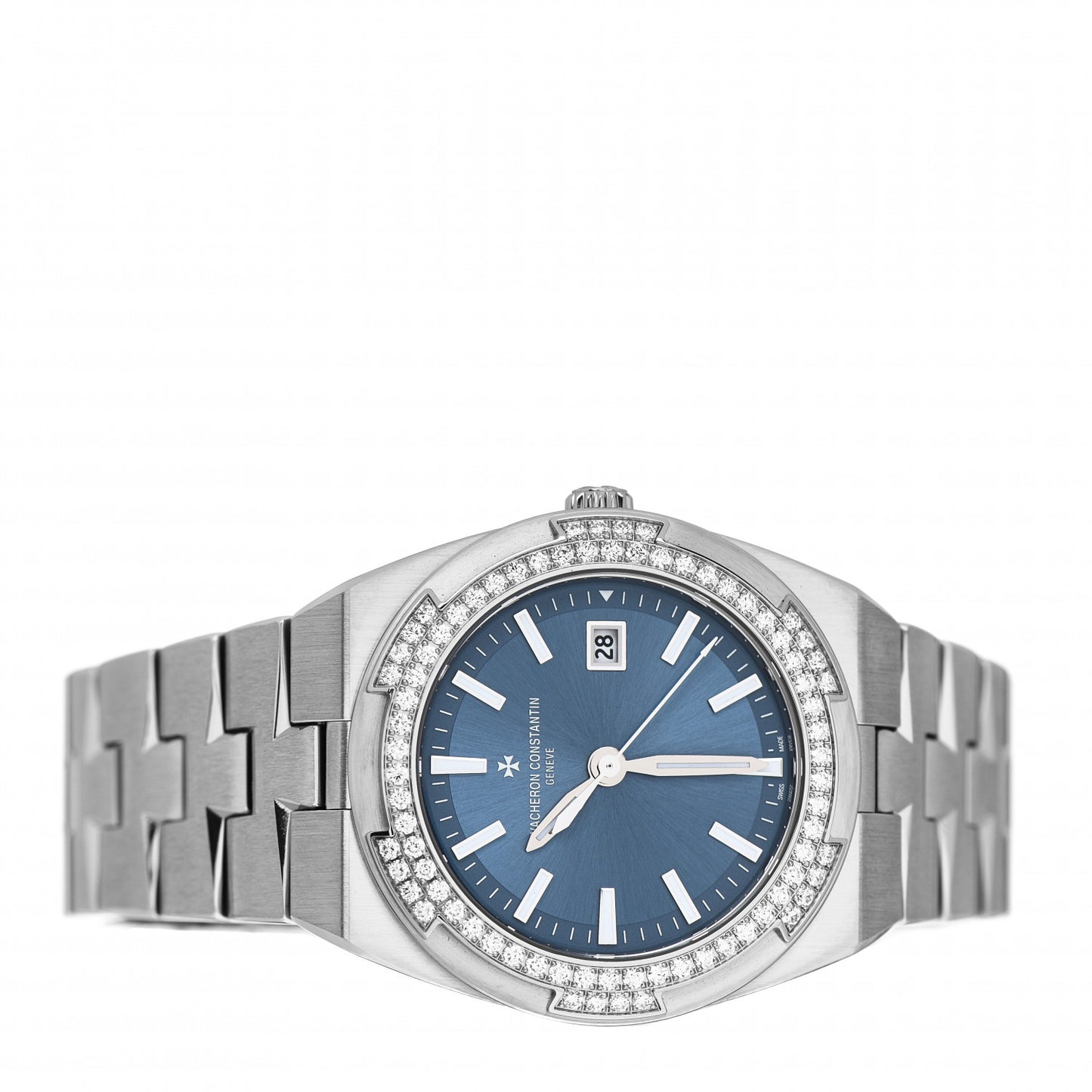 Stainless Steel Diamond Bezel 33mm Overseas Quartz Watch Blue 1205V/100A-B590