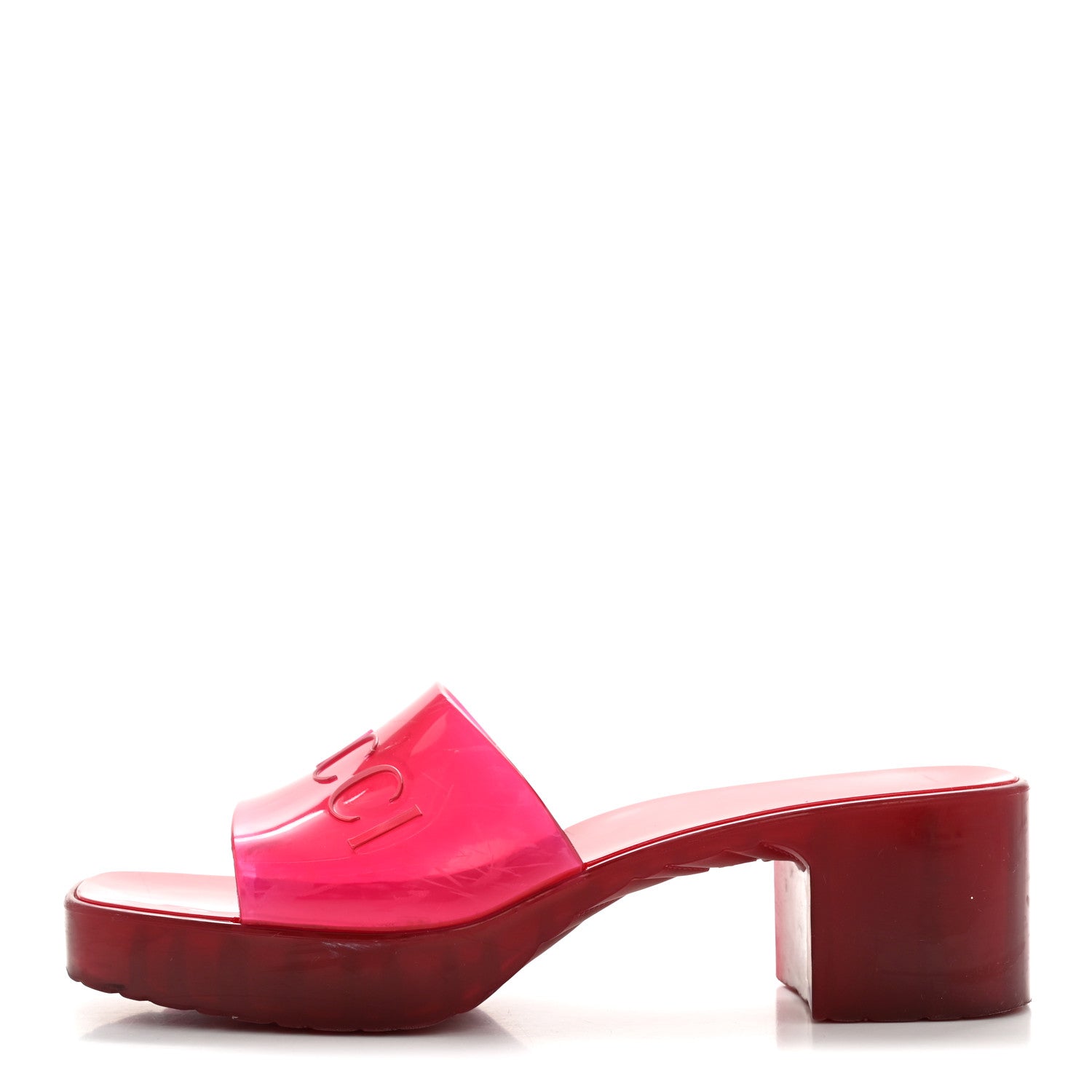 Gucci Rubber Gucci Logo Womens Platform 20/60mm Slide Sandals 38