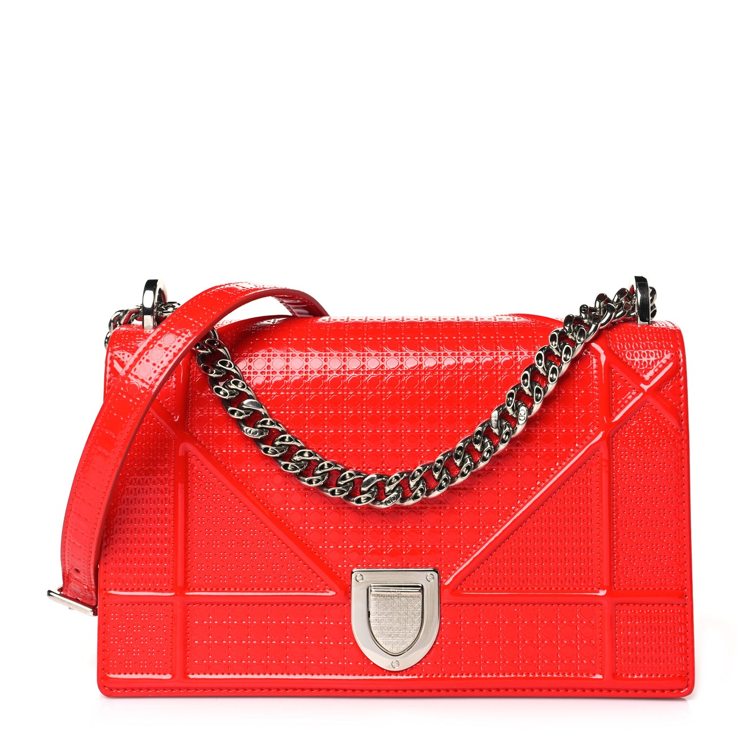 Patent Micro-Cannage Medium Diorama Flap Bag Red