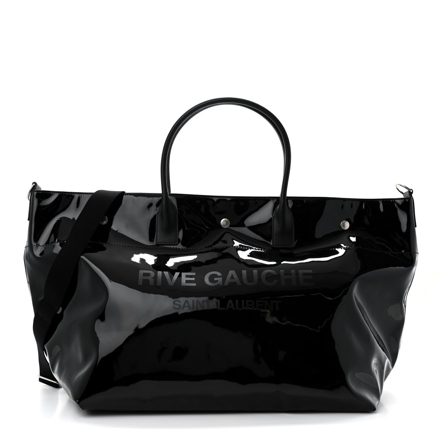 Patent Calfskin Rive Gauche Maxi Tote Black