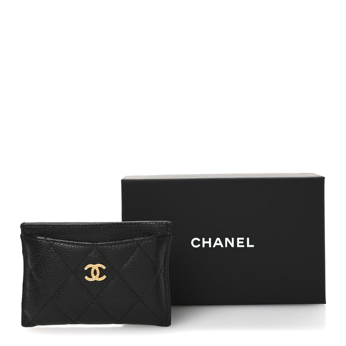 Caviar Quilted Card Holder Black