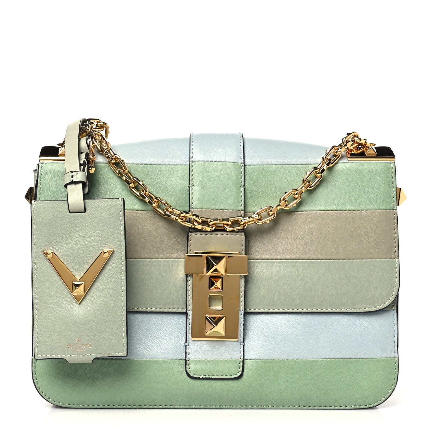 Nappa Striped B-Rockstud Flap Green