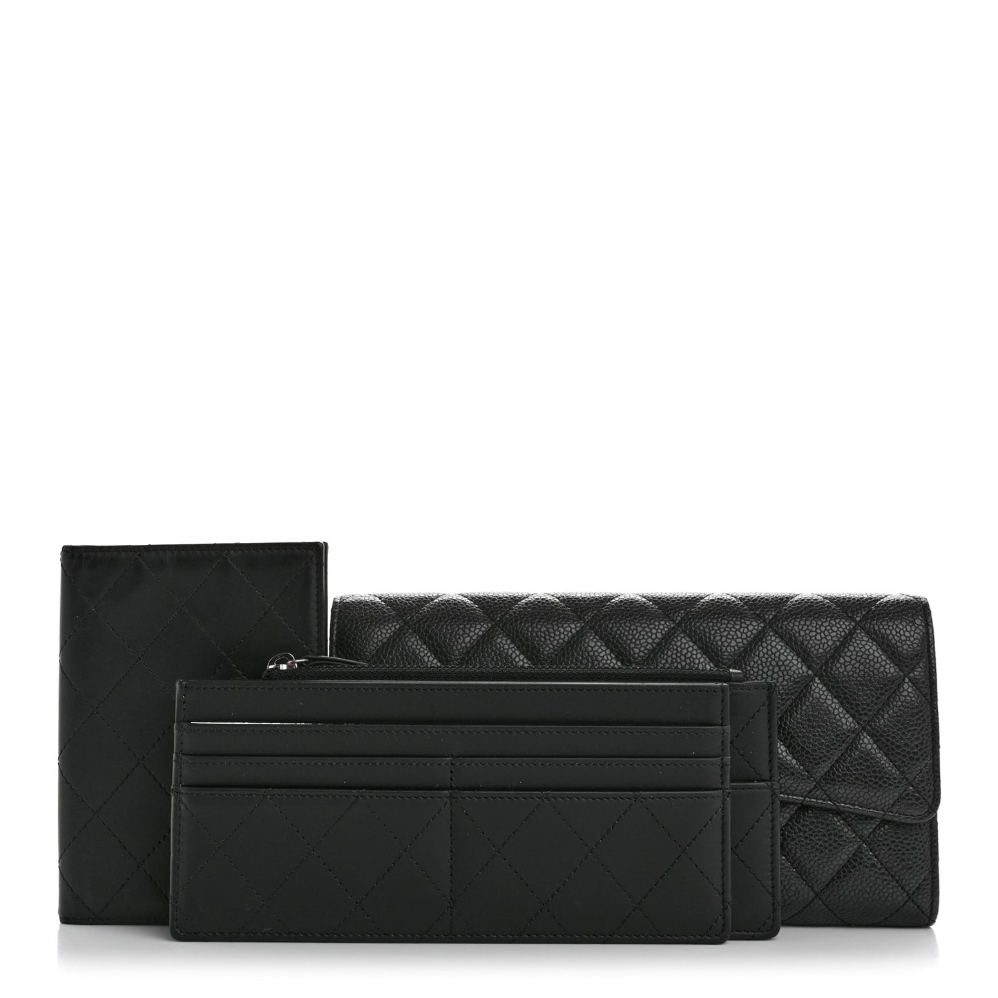 Caviar Quilted Travel Wallet Black