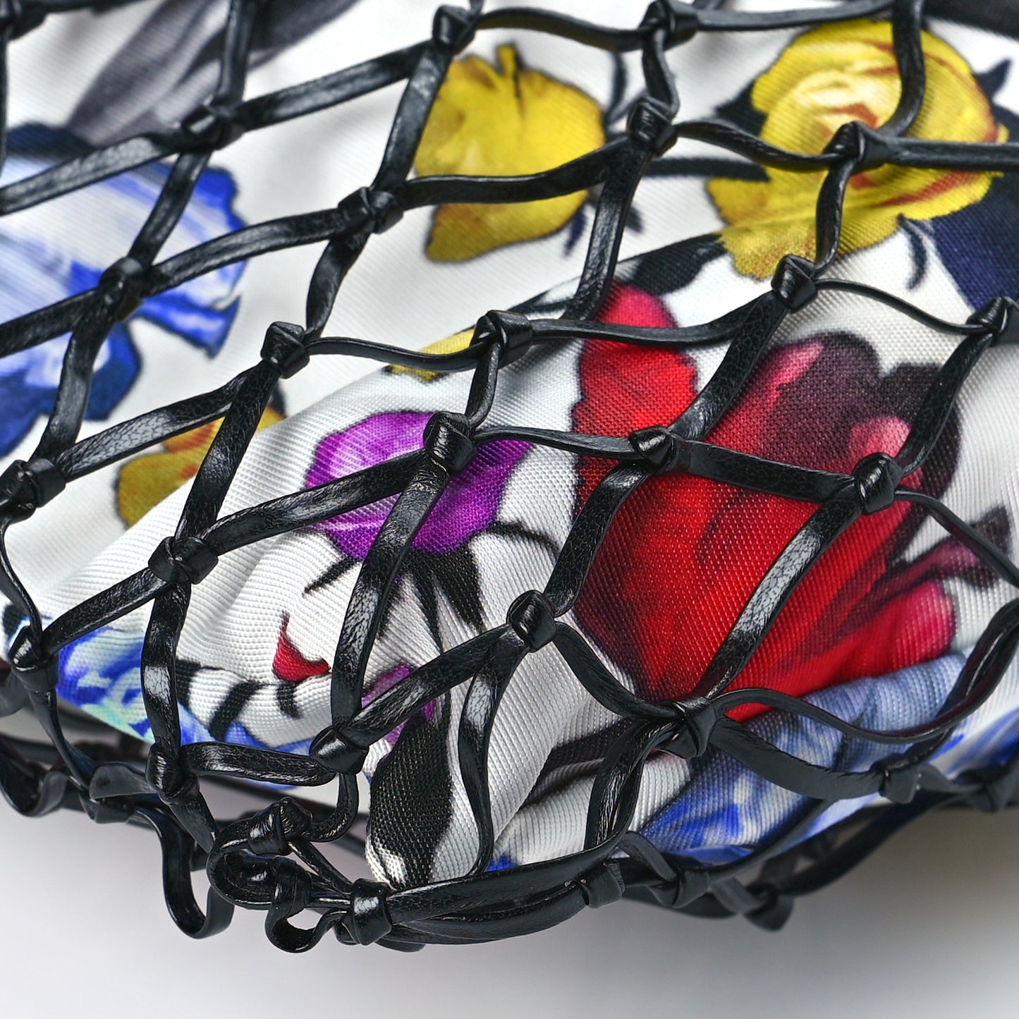 Tessuto Nylon Floral Print Net Tote Black Multicolor