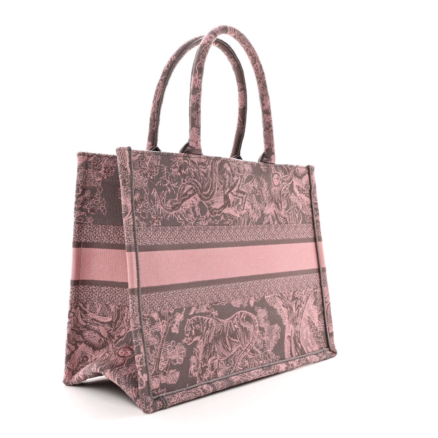 Canvas Embroidered Medium Dioriviera Toile De Jouy Book Tote Pink Grey