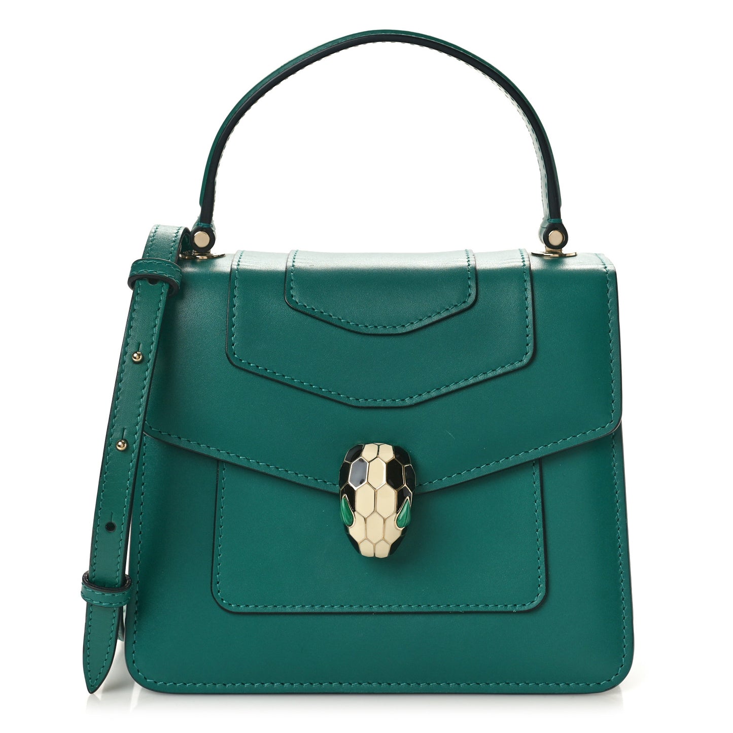 Calfskin Serpenti Forever Top Handle Emerald Green