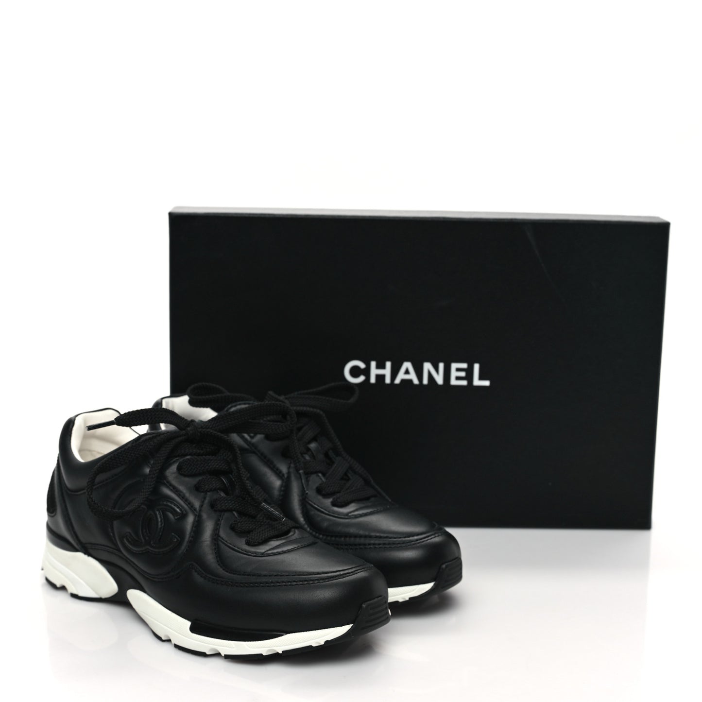 Calfskin CC Sneakers 36 Black