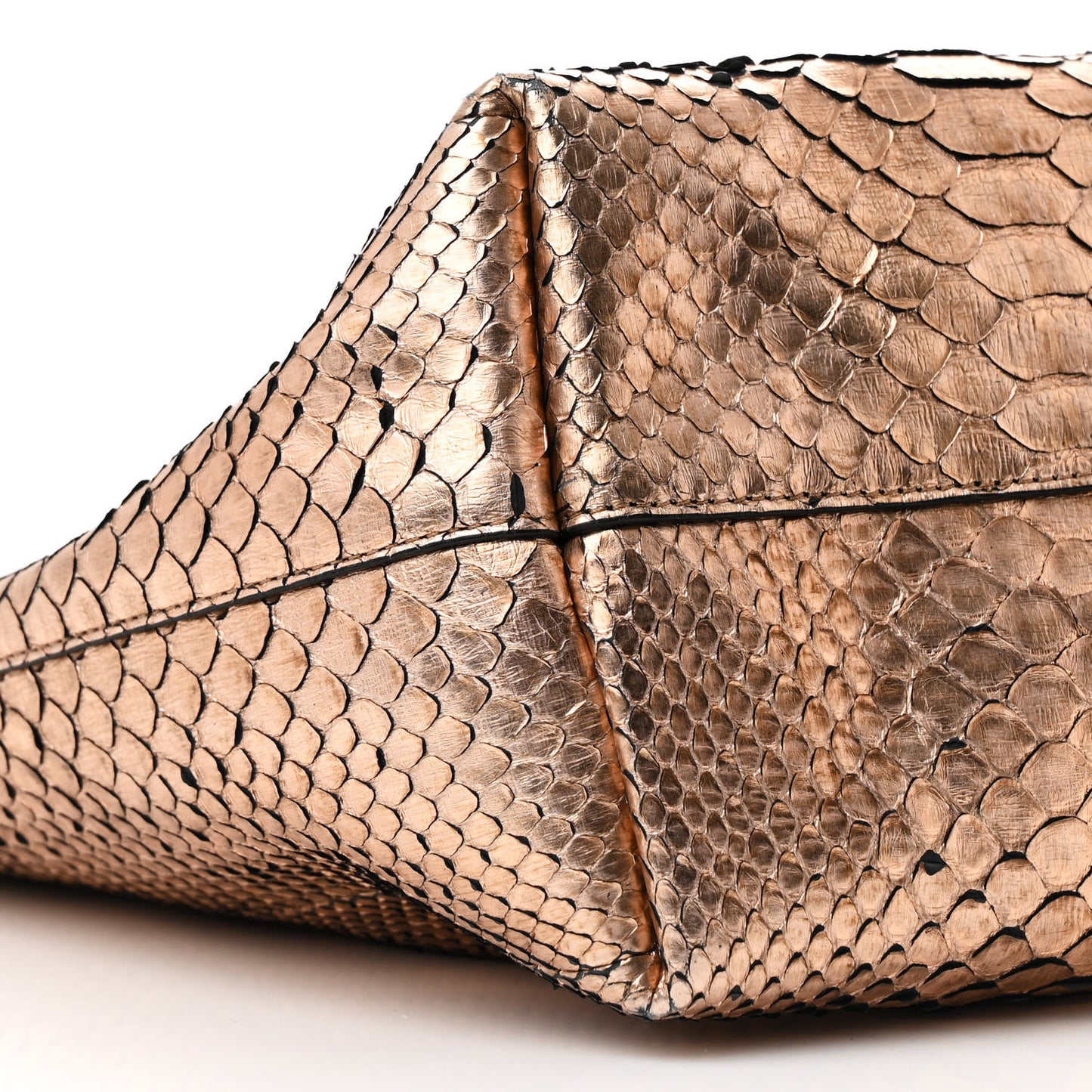 Metallic Snakeskin Small T Tote Gold