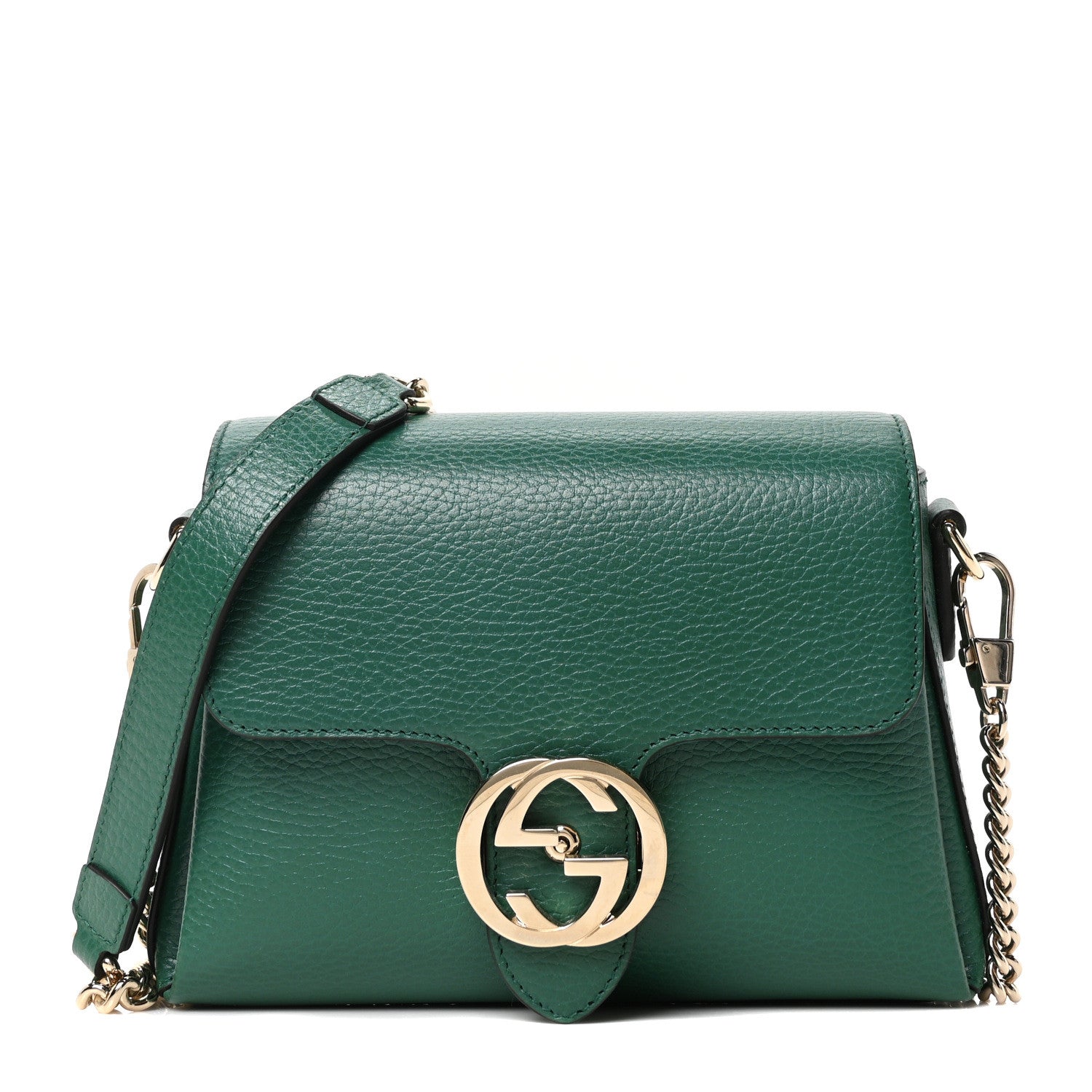 Gucci Dollar Calfskin Interlocking G Crossbody Bag Emerald 1778012