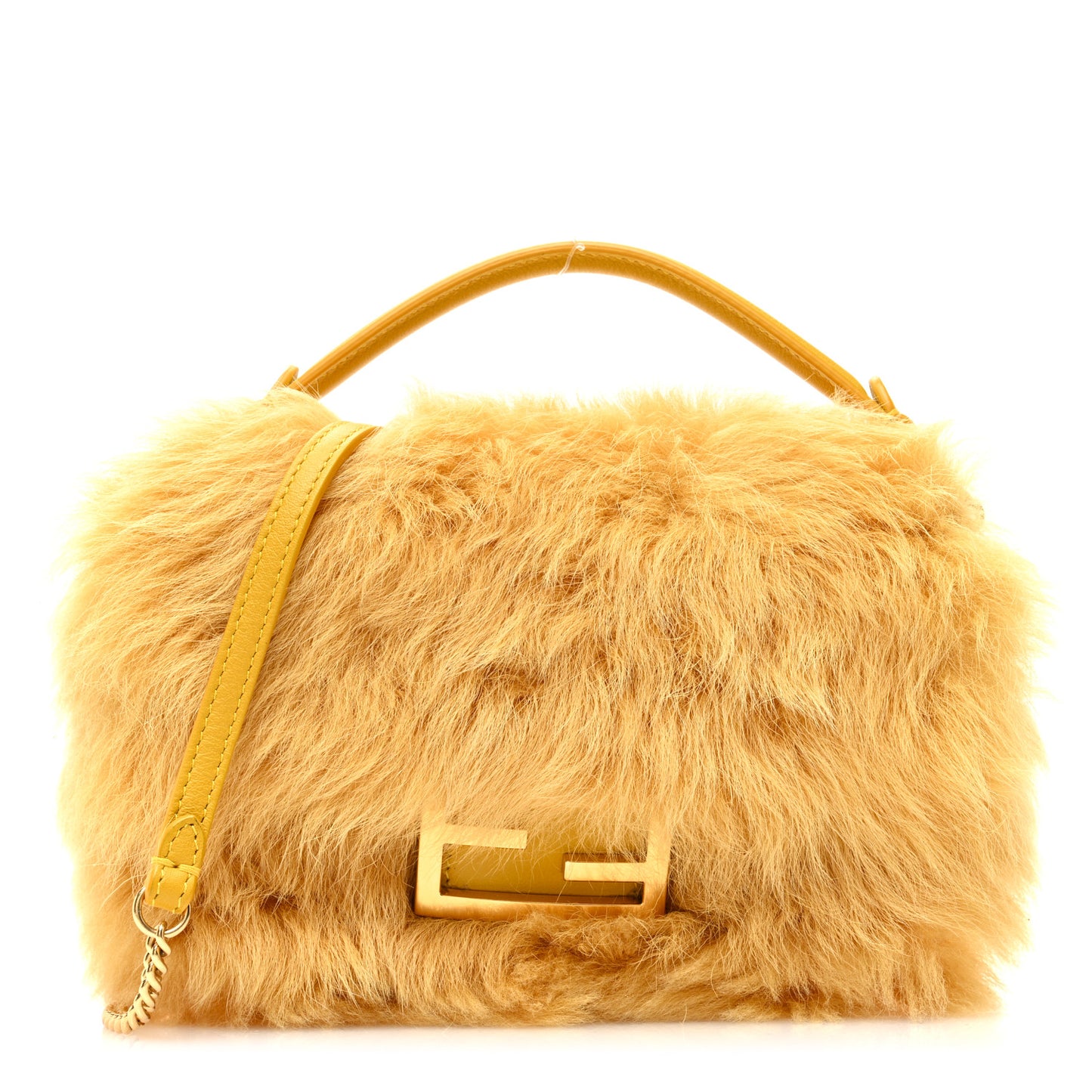 Shearling Shiny Nappa Mini Baguette Yellow