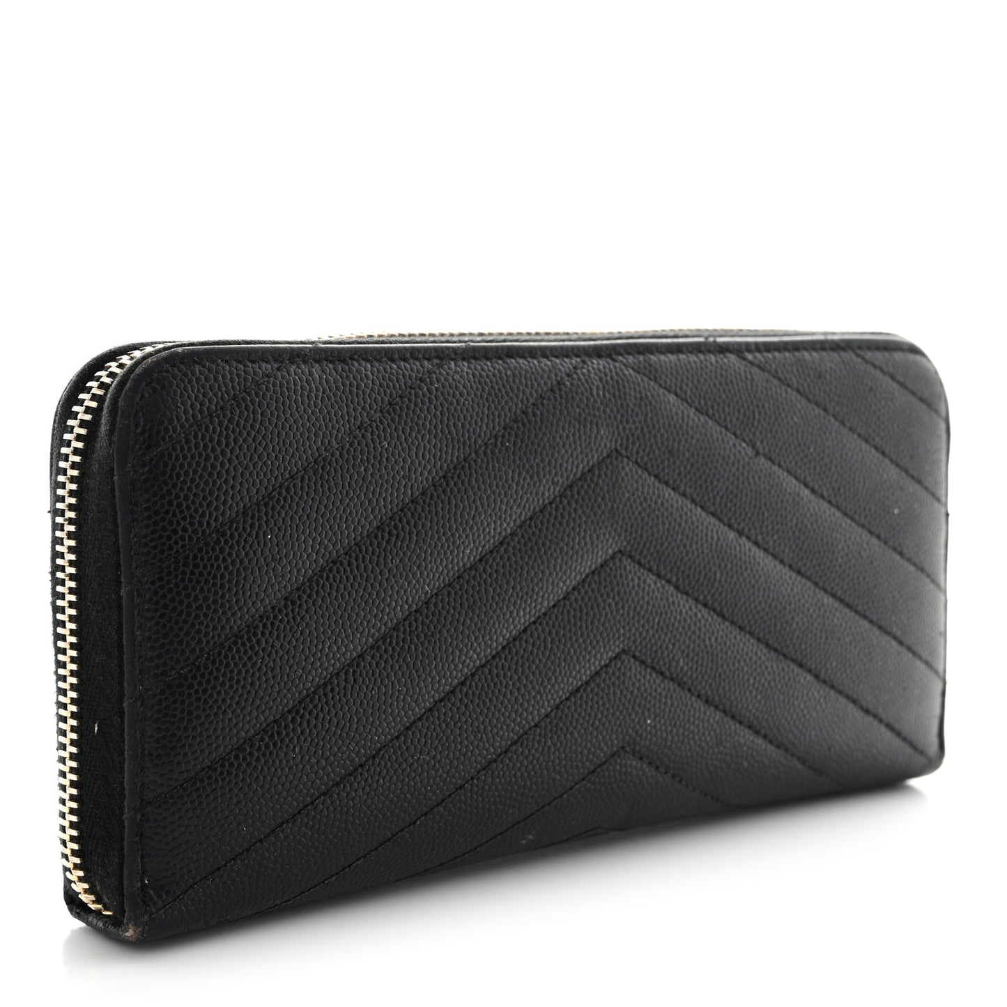 Grain De Poudre Matelasse Chevron Monogram Zip Around Wallet Black
