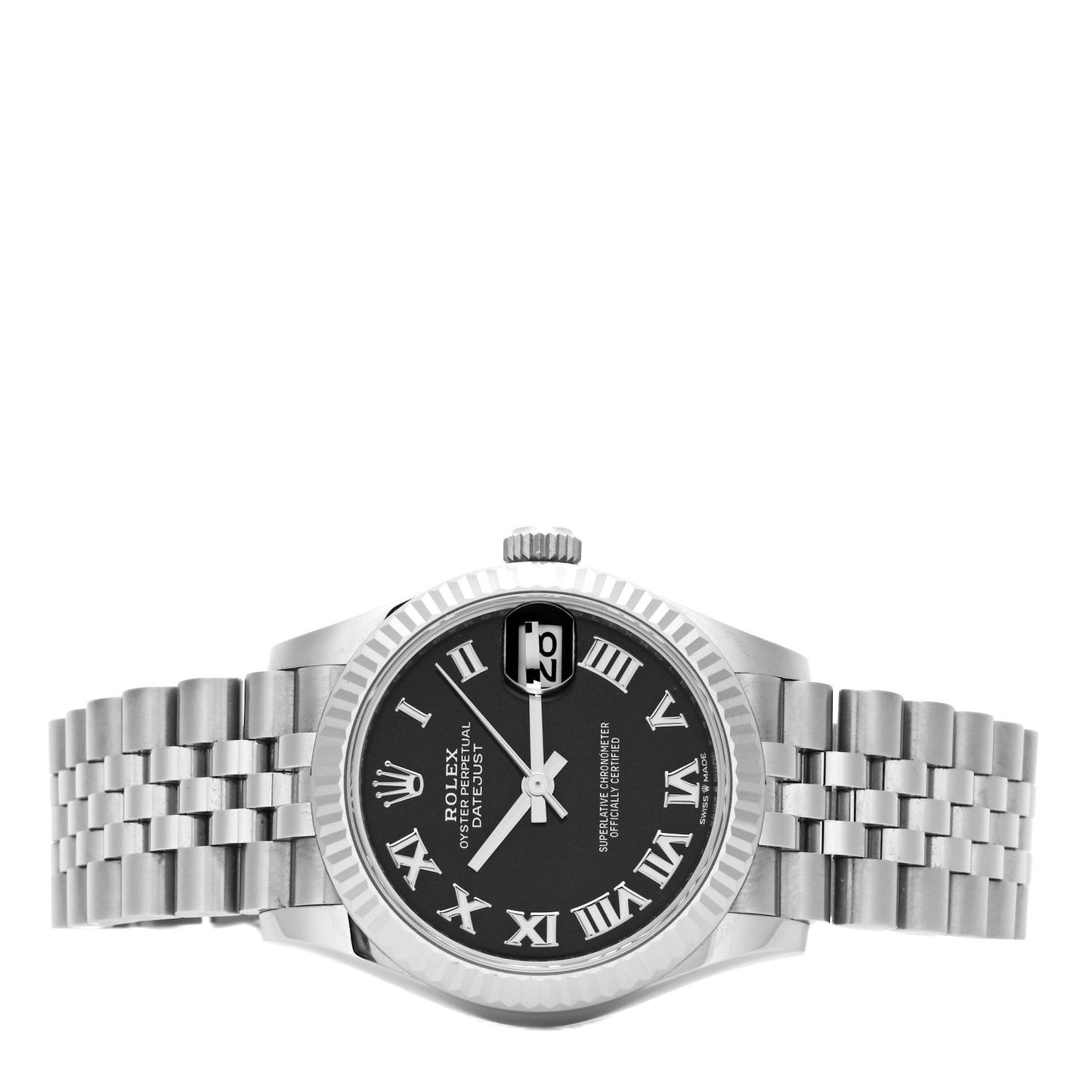 Stainless Steel 18K White Gold 31mm Oyster Perpetual Datejust Watch Black Roman 278274
