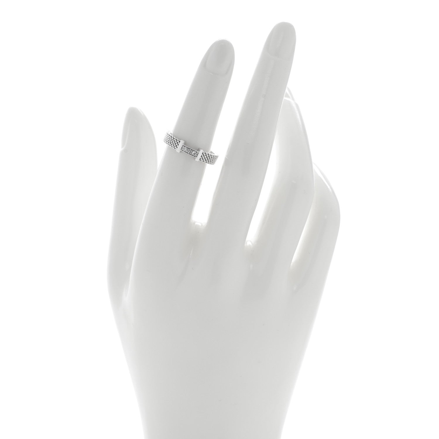 Tiffany Sterling Silver Diamond Somerset Mesh Band Ring 49 5 2 of 4