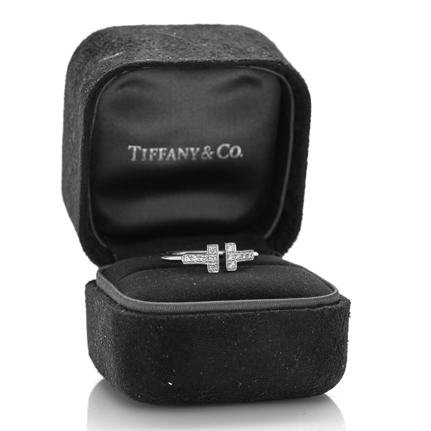 Tiffany 18K White Gold Diamond T Wire Ring 54 7 5 of 5