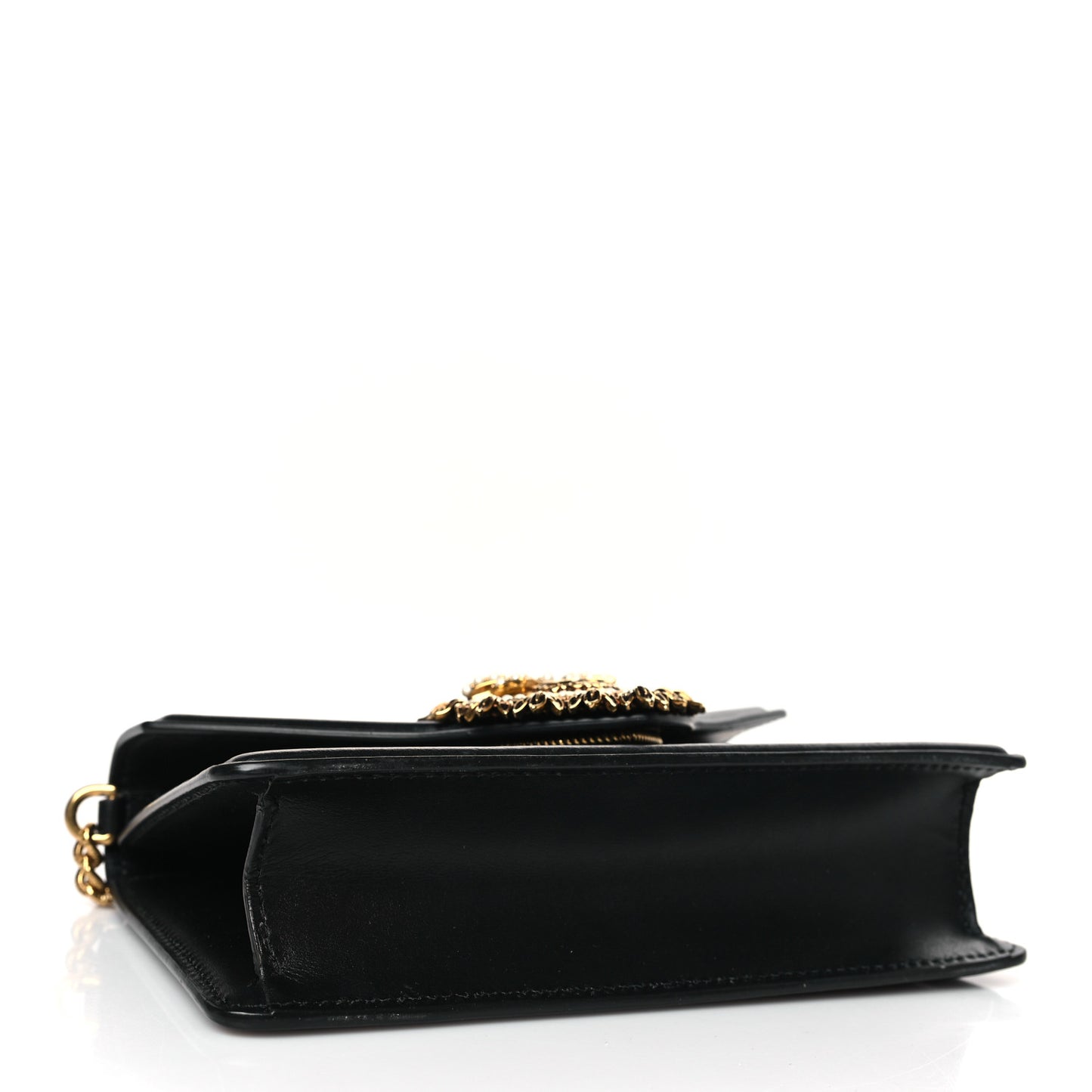 Smooth Calfskin Small Devotion Envelope Top Handle Bag Black