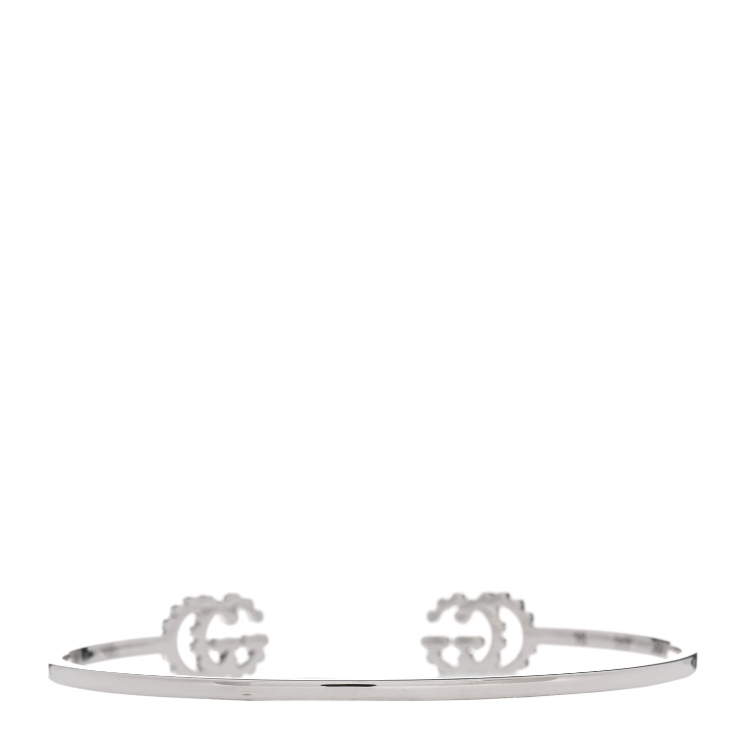 18K White Gold Diamond GG Running Cuff Bracelet
