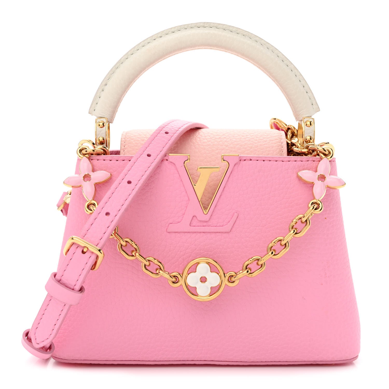 Louis Vuitton Taurillon Flower Chain Capucines Mini Candy Pink