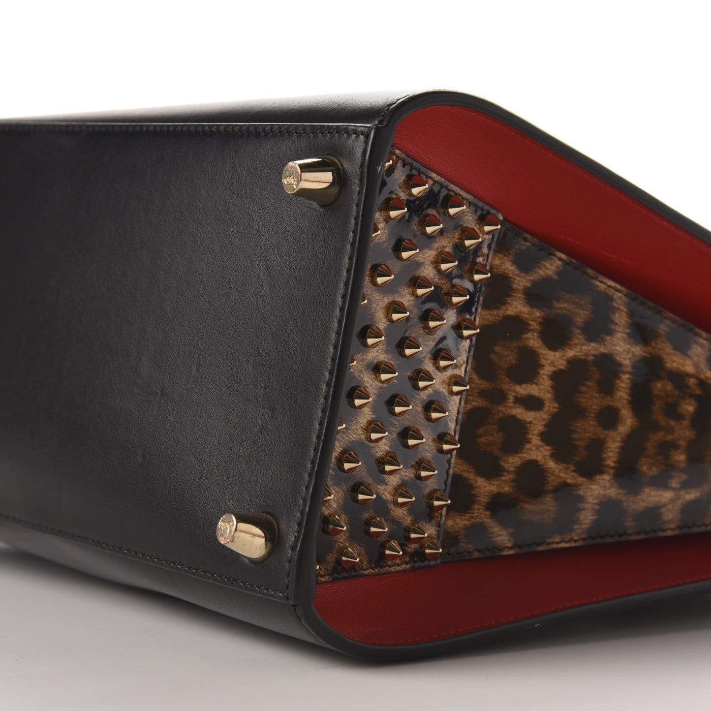 Calfskin Patent Leopard Spiked Large Paloma Black