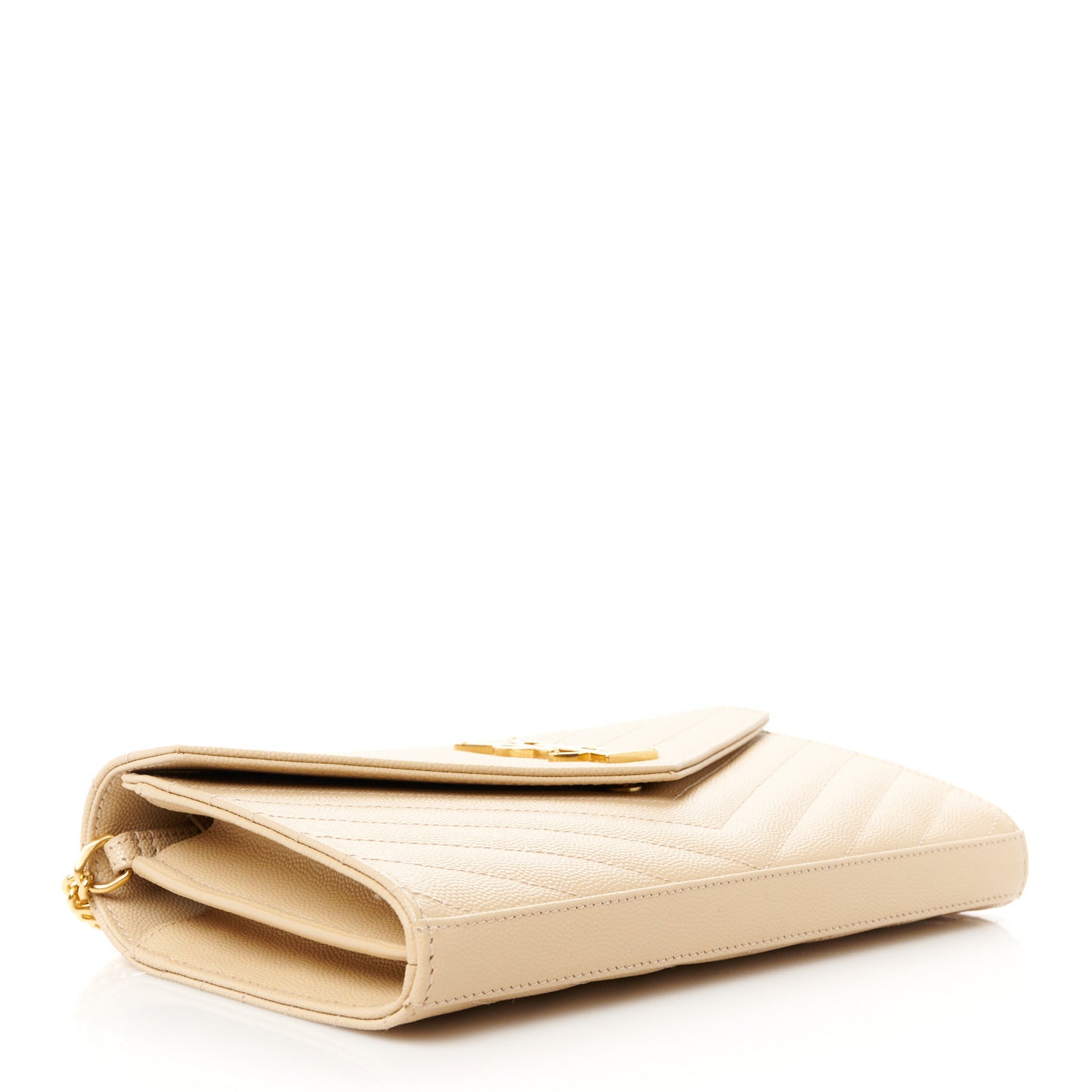 Grain De Poudre Matelasse Chevron Monogram Chain Wallet Nude Powder