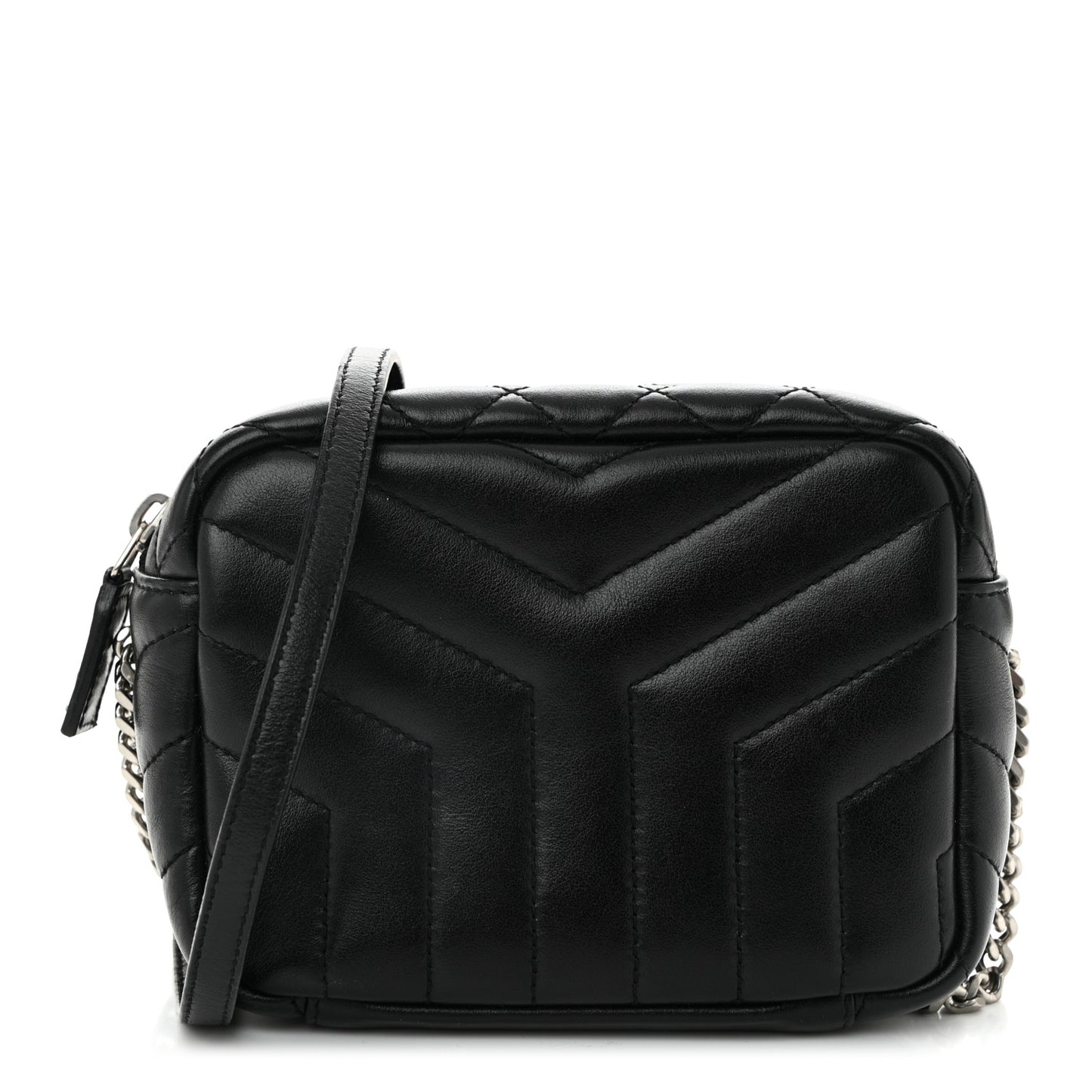Calfskin Y Quilted Monogram Mini Loulou Bowling Bag Black