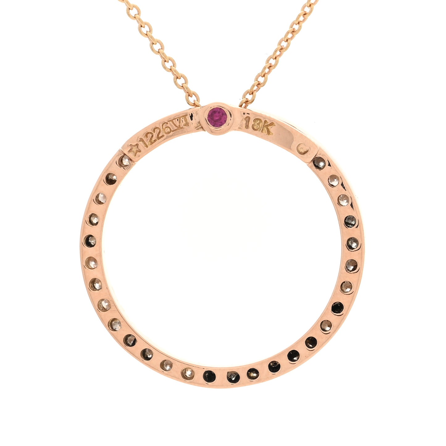 18K Rose Gold Diamond Circle Pendant Necklace