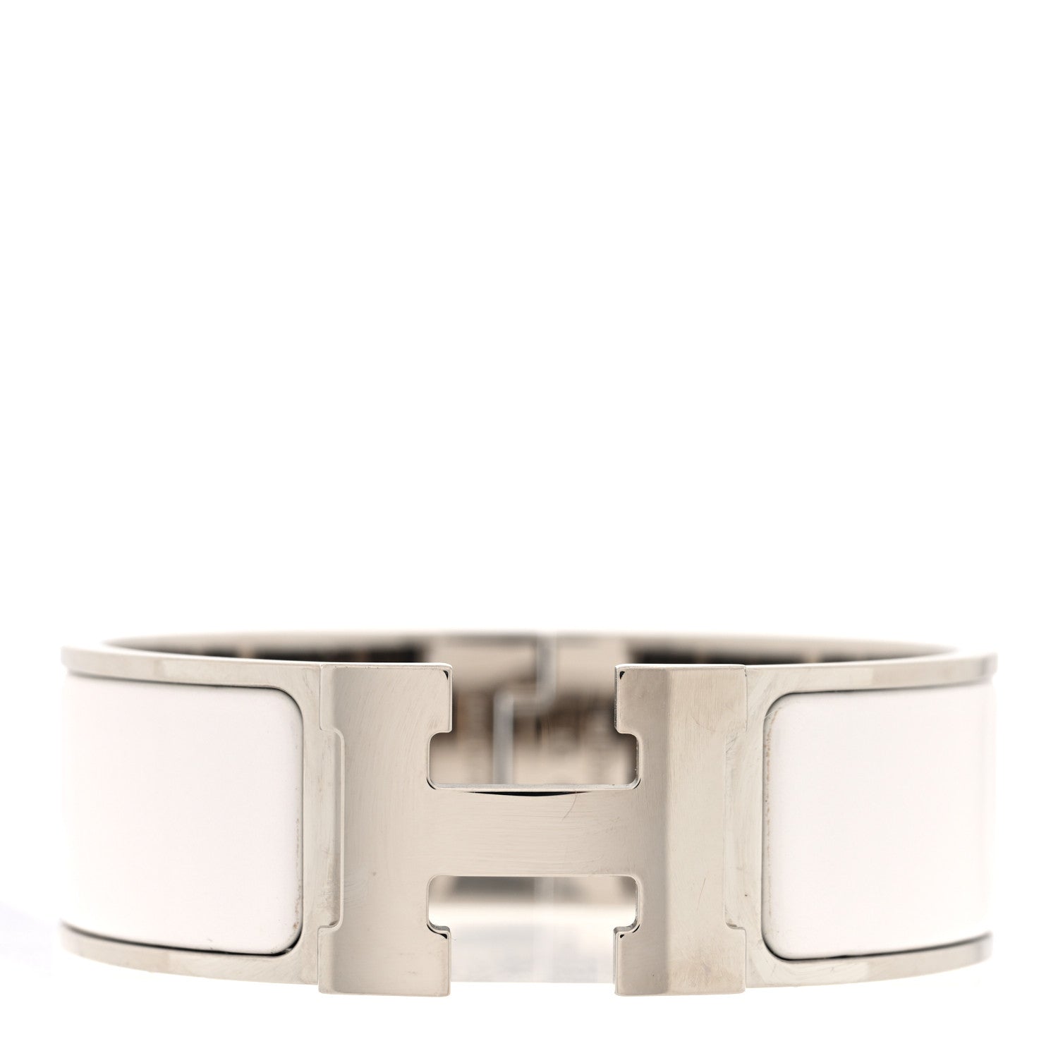 Hermes Enamel Wide Clic Clac H Bracelet PM White 1850600 Hermes Enamel Wide Clic Clac H Bracelet PM White 1850600
