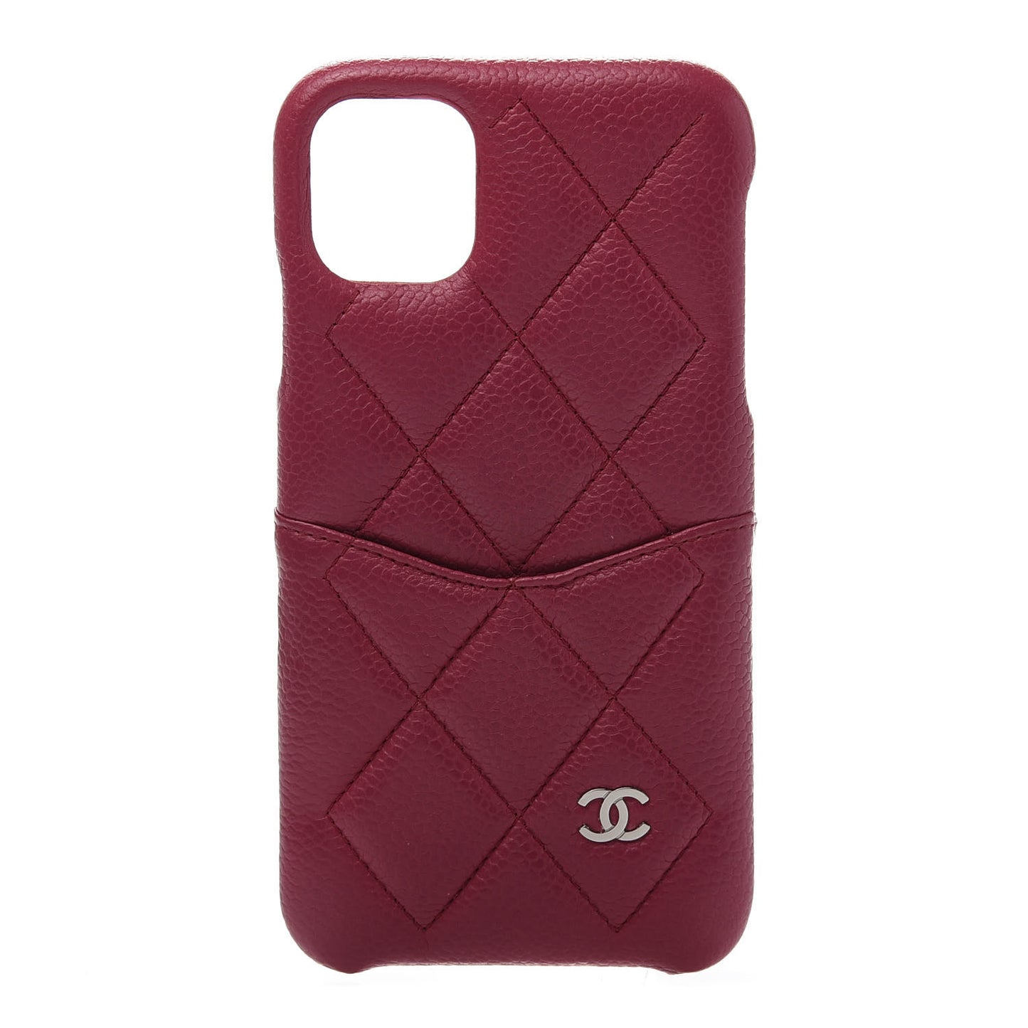 Caviar Quilted iPhone 11 Tech Case Dark Pink