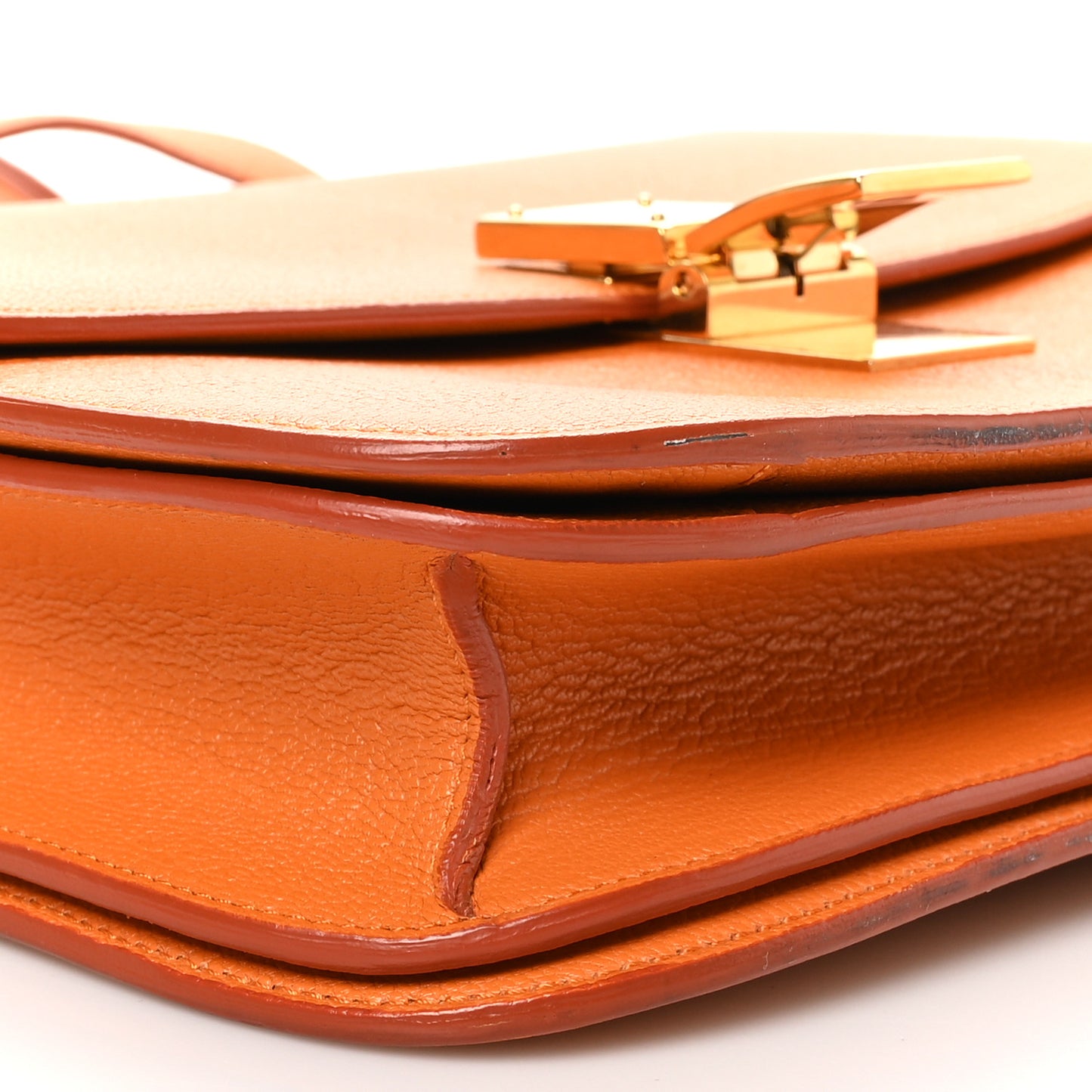Goatskin Medium Classic Box Flap Bag Orange