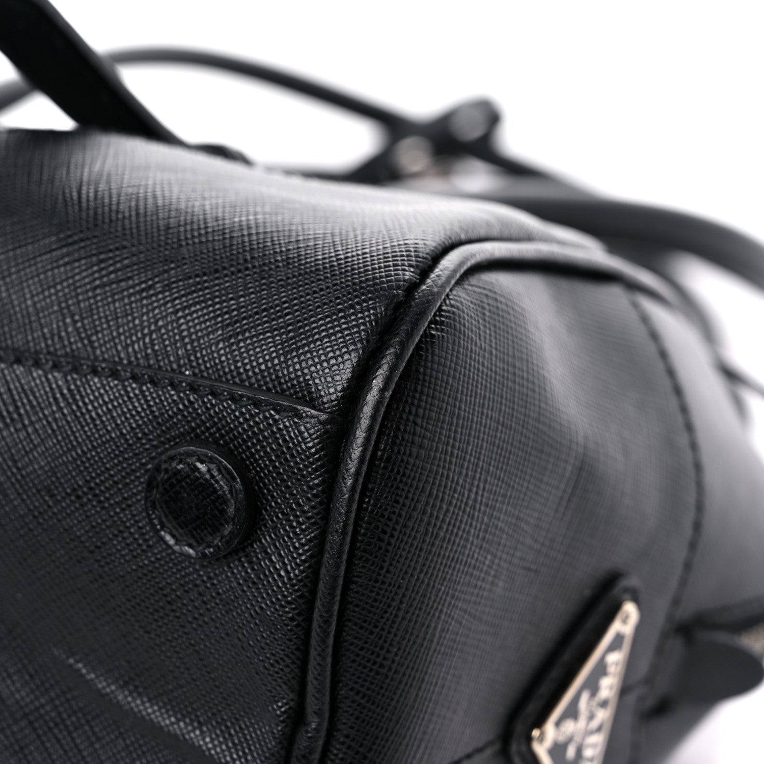 Prada Saffiano Pushlock Satchel Black 7 of 16