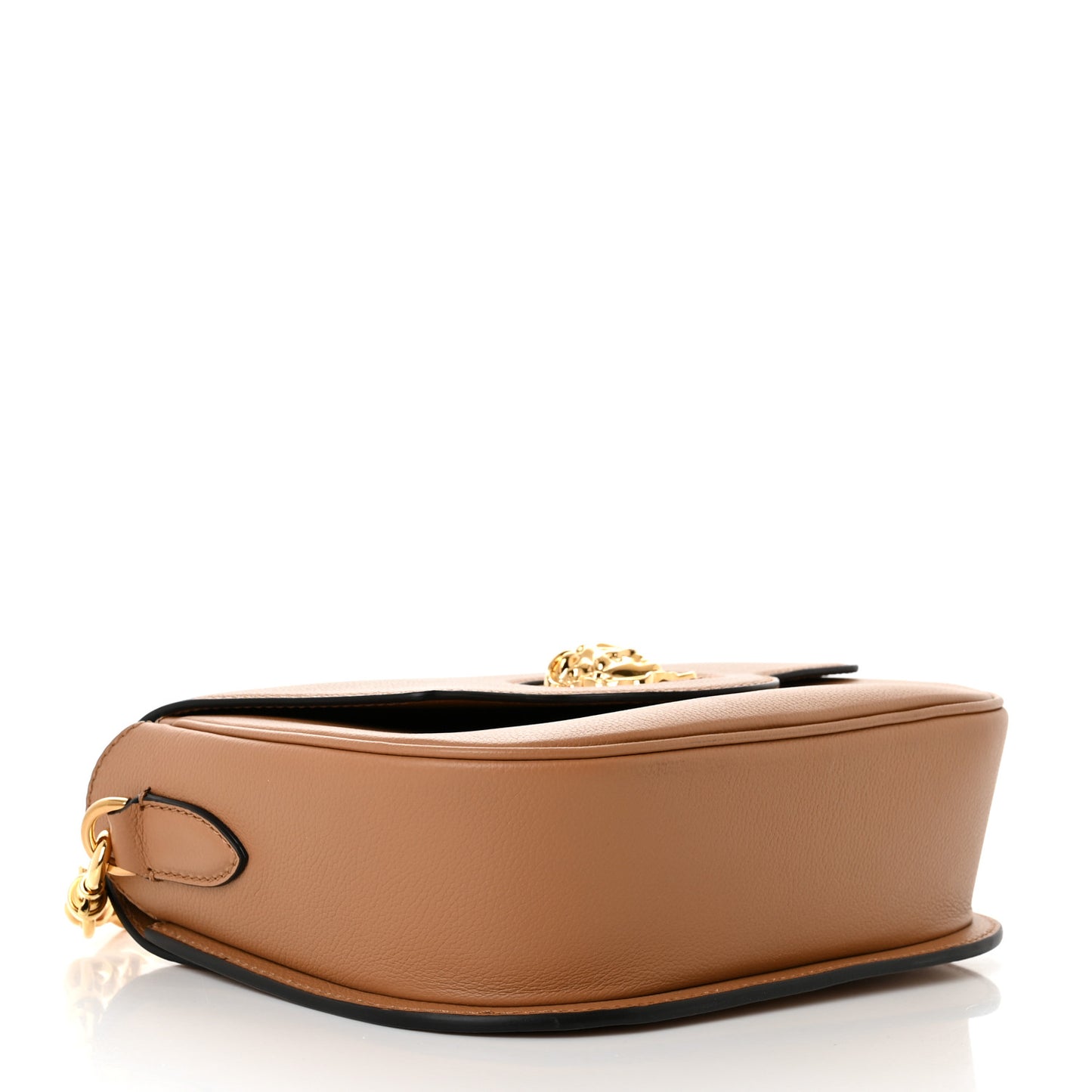 Grained Calfskin La Medusa Chain Clutch Bag Brown