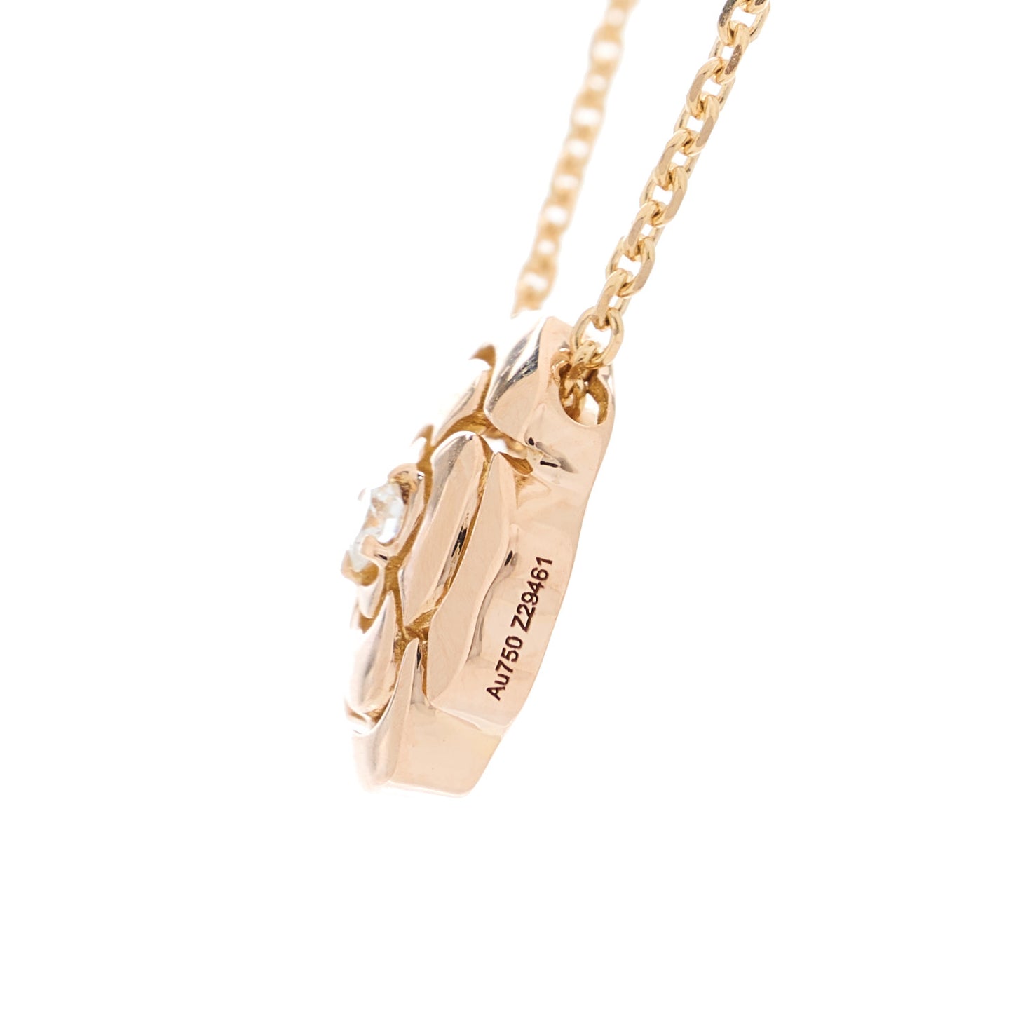 18K Rose Gold Diamond Extrait de Camelia Pendant Necklace