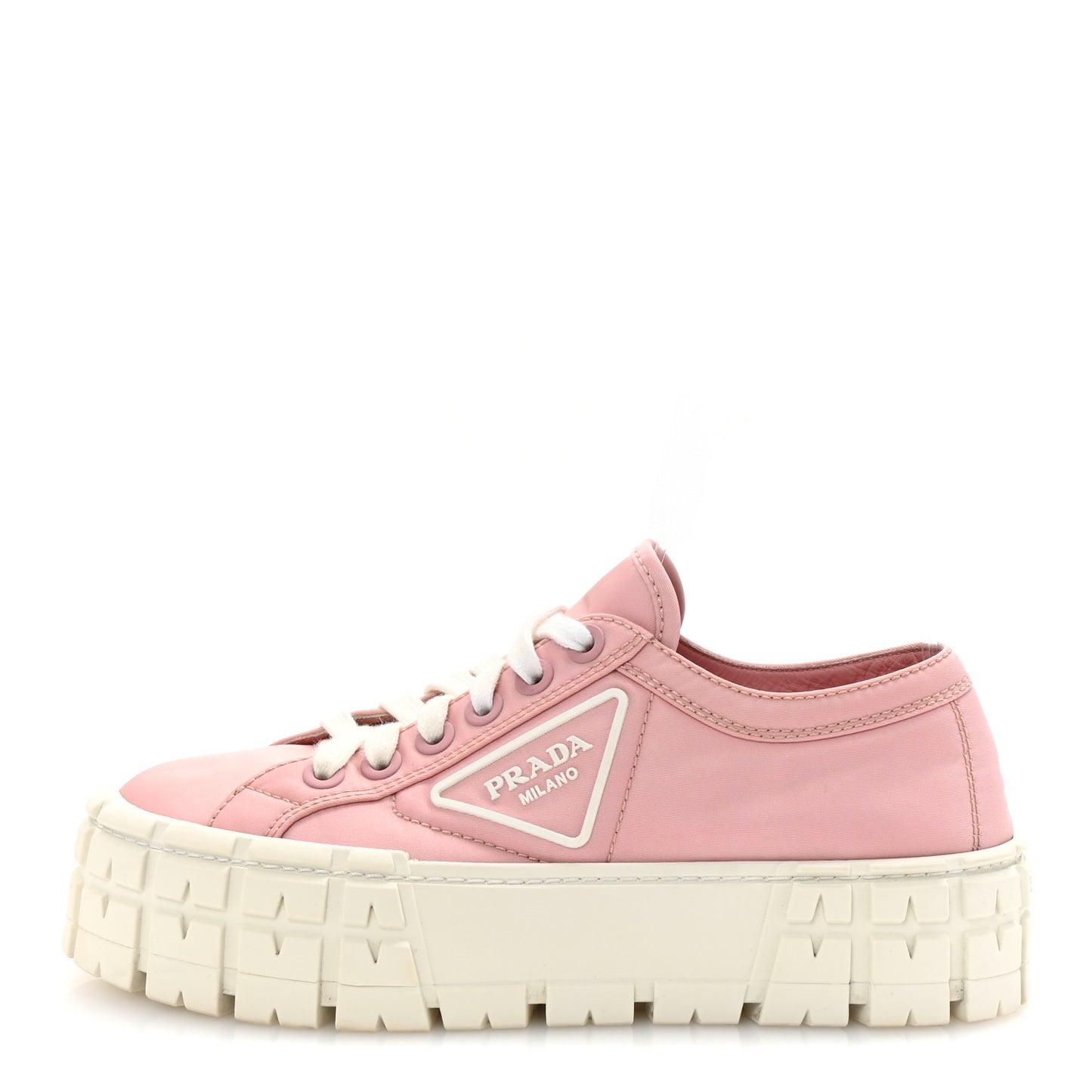 Re-Nylon Gabardine Triangle Logo Double Wheel 50mm Sneakers 37.5 Alabastro