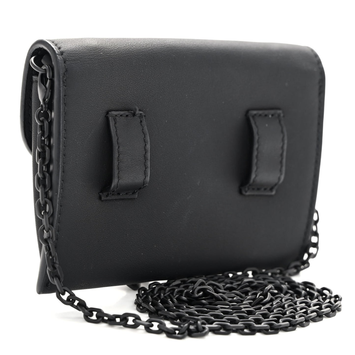 Ultra Matte Calfskin Nano Saddle Chain Pouch Black