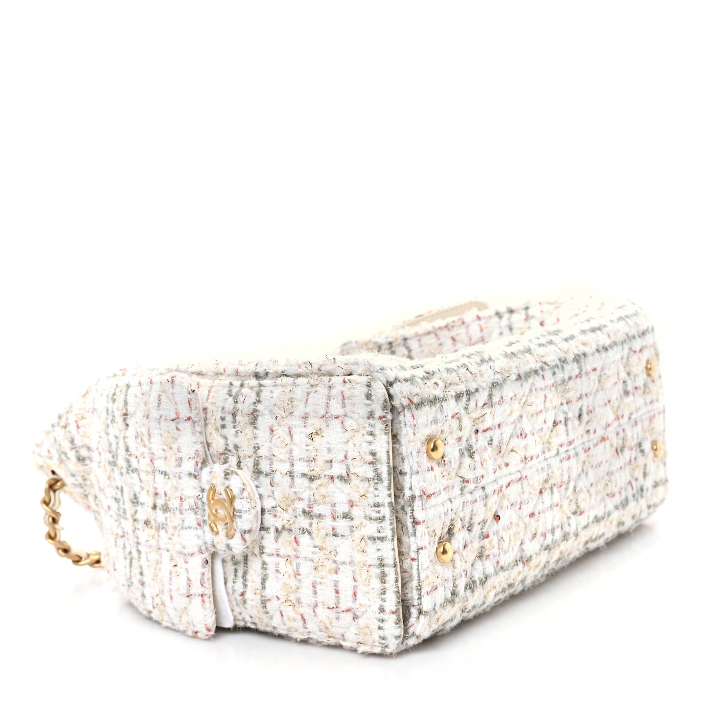 Wool Tweed Small Chanel 25 Handbag Ecru Gold Red Khaki Multicolor
