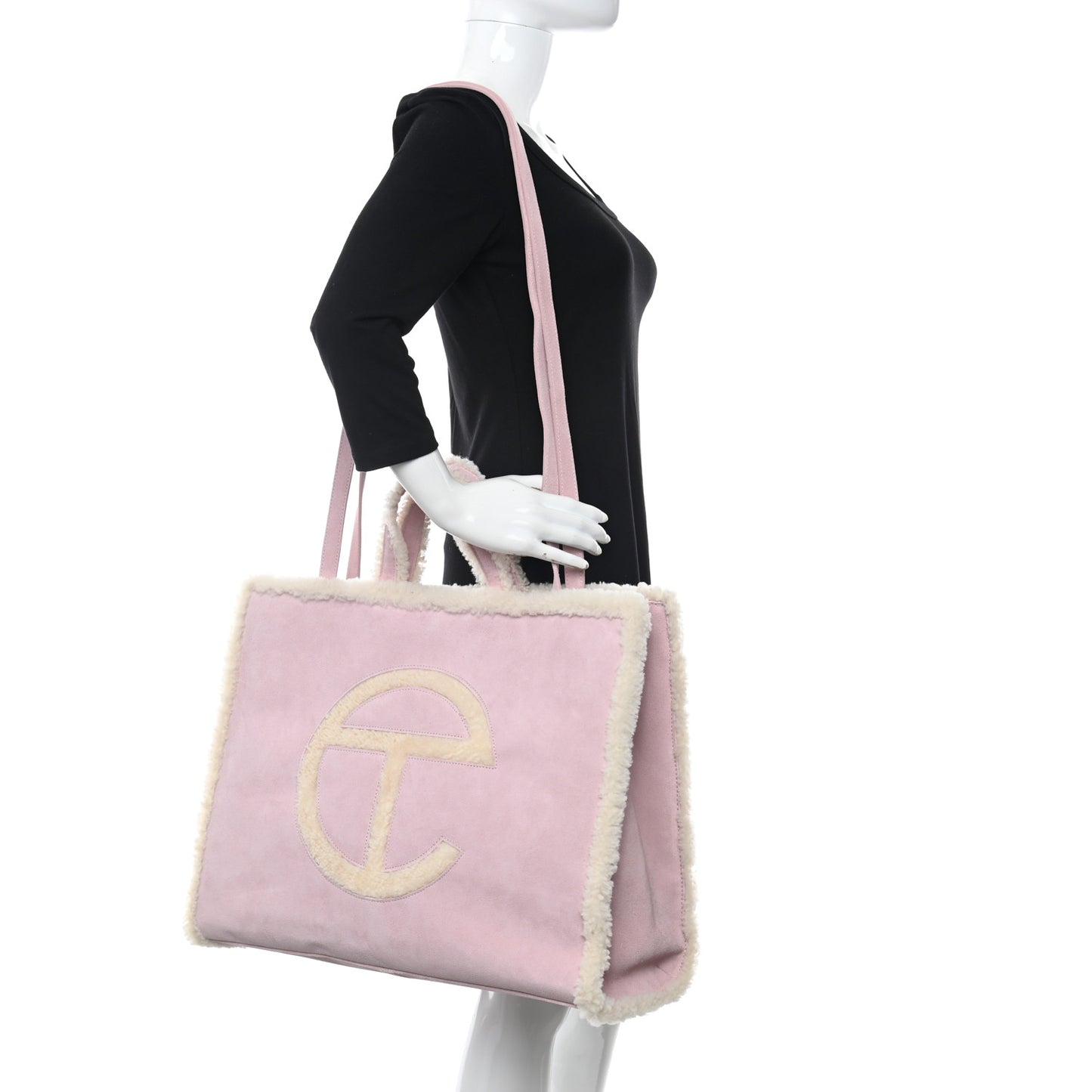 X UGG Suede Shearling Large Shopping Bag Pink