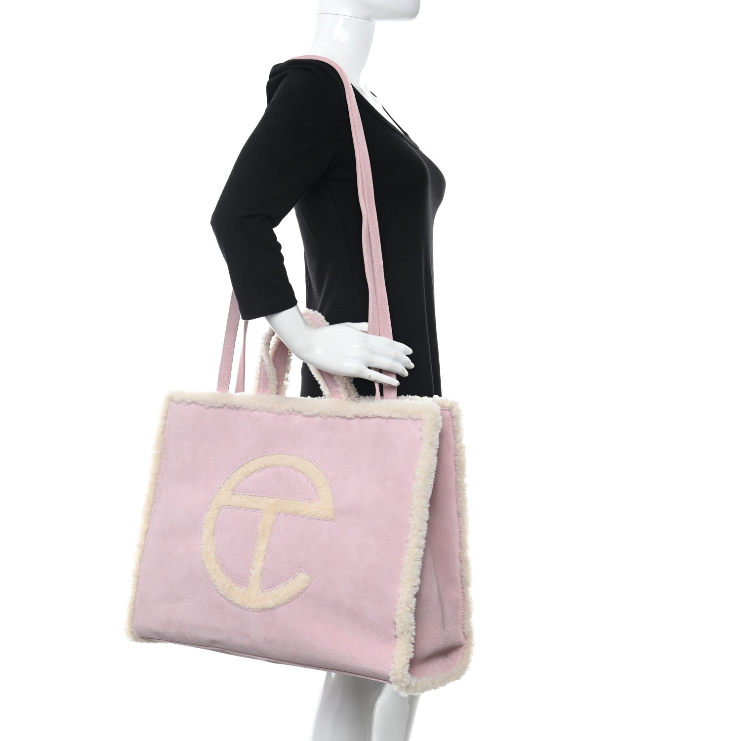 Telfar X UGG Suede Shearling Large Shopping Bag Pink 2 of 12