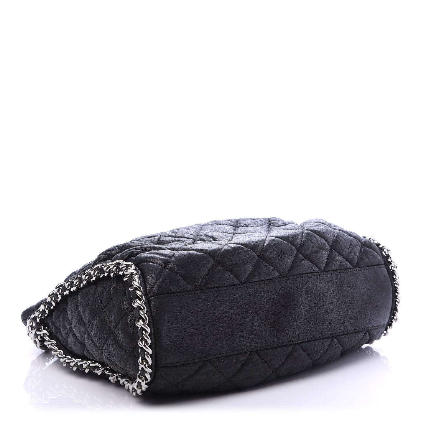Washed Lambskin Chain Around Hobo Black