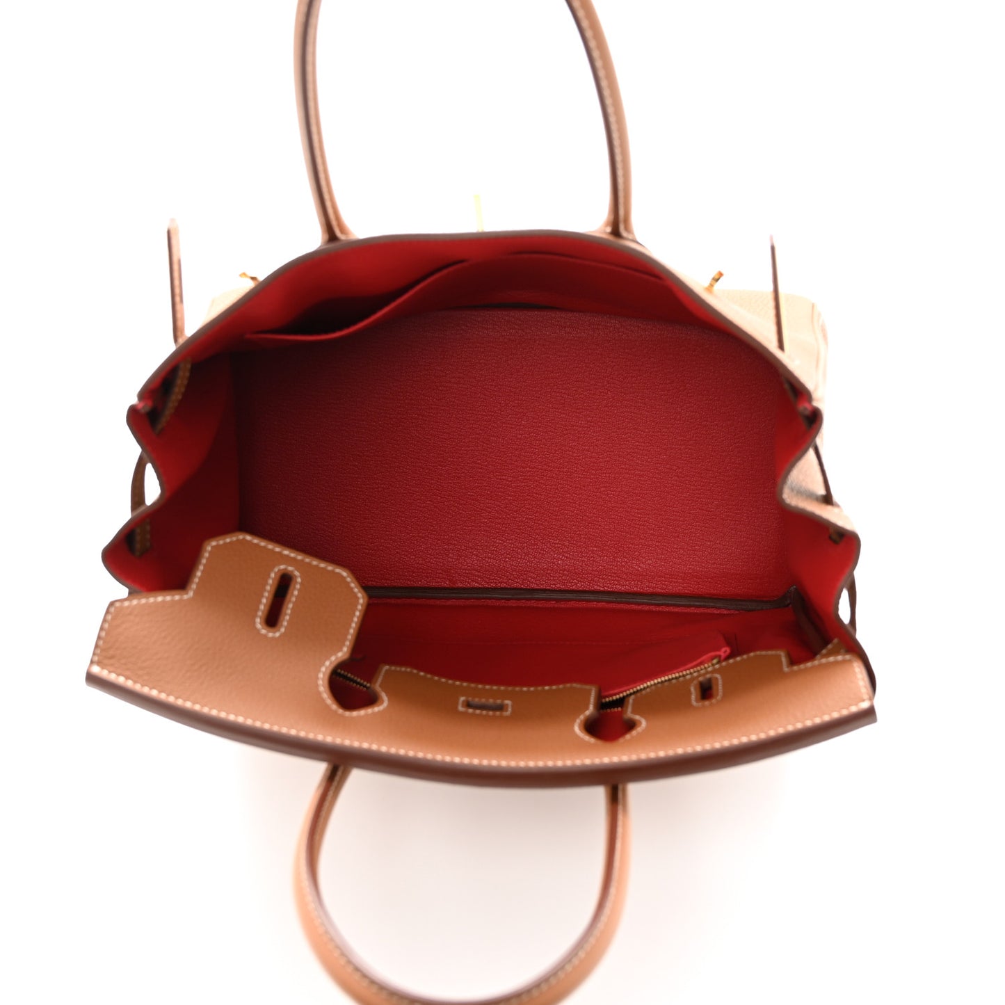 Togo Horseshoe Birkin 30 Gold Vermillion