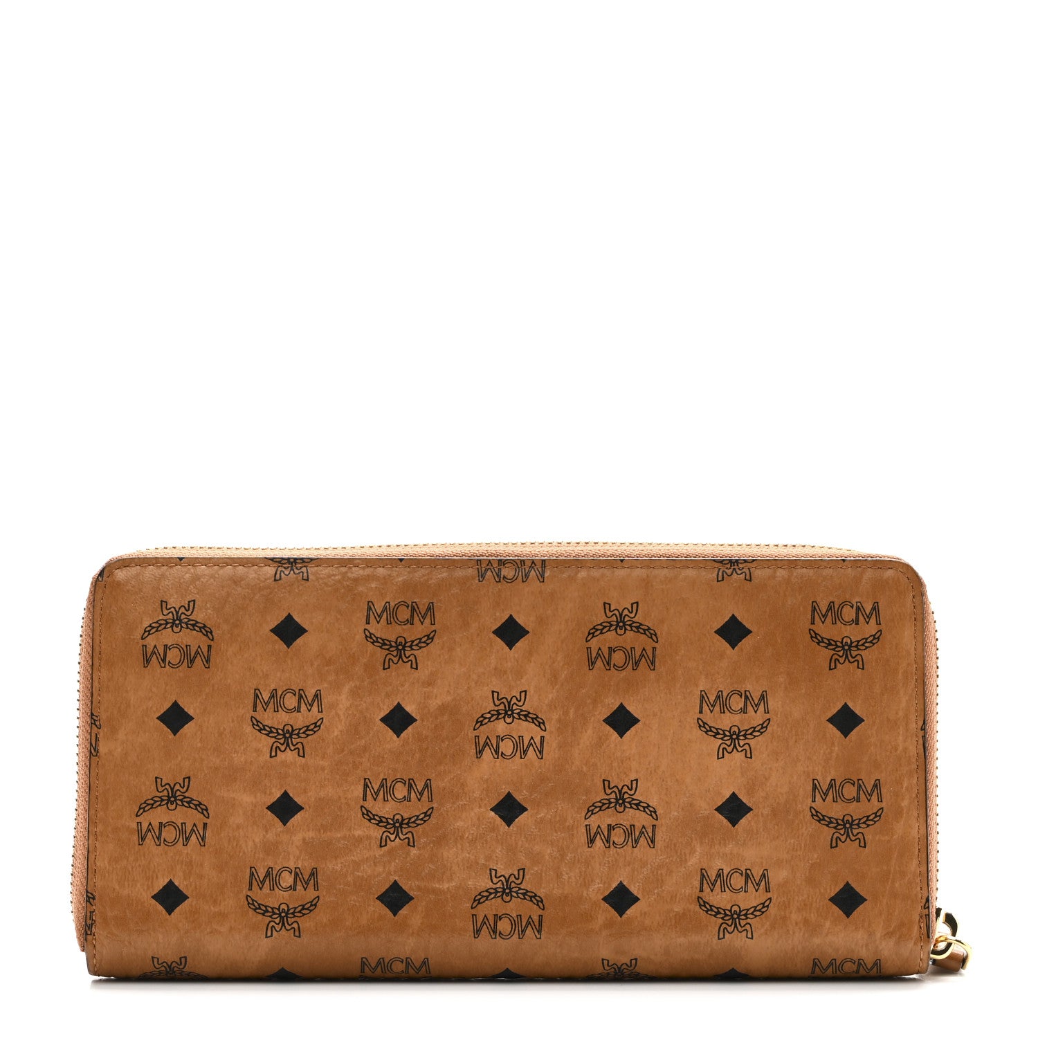 MCM Visetos Large Zip Around Wallet Cognac 1774587 – FASHIONPHILE