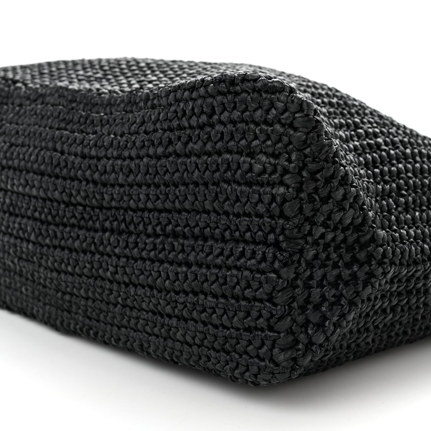 Yarn Raffia Effect Crochet Large Logo Tote Black